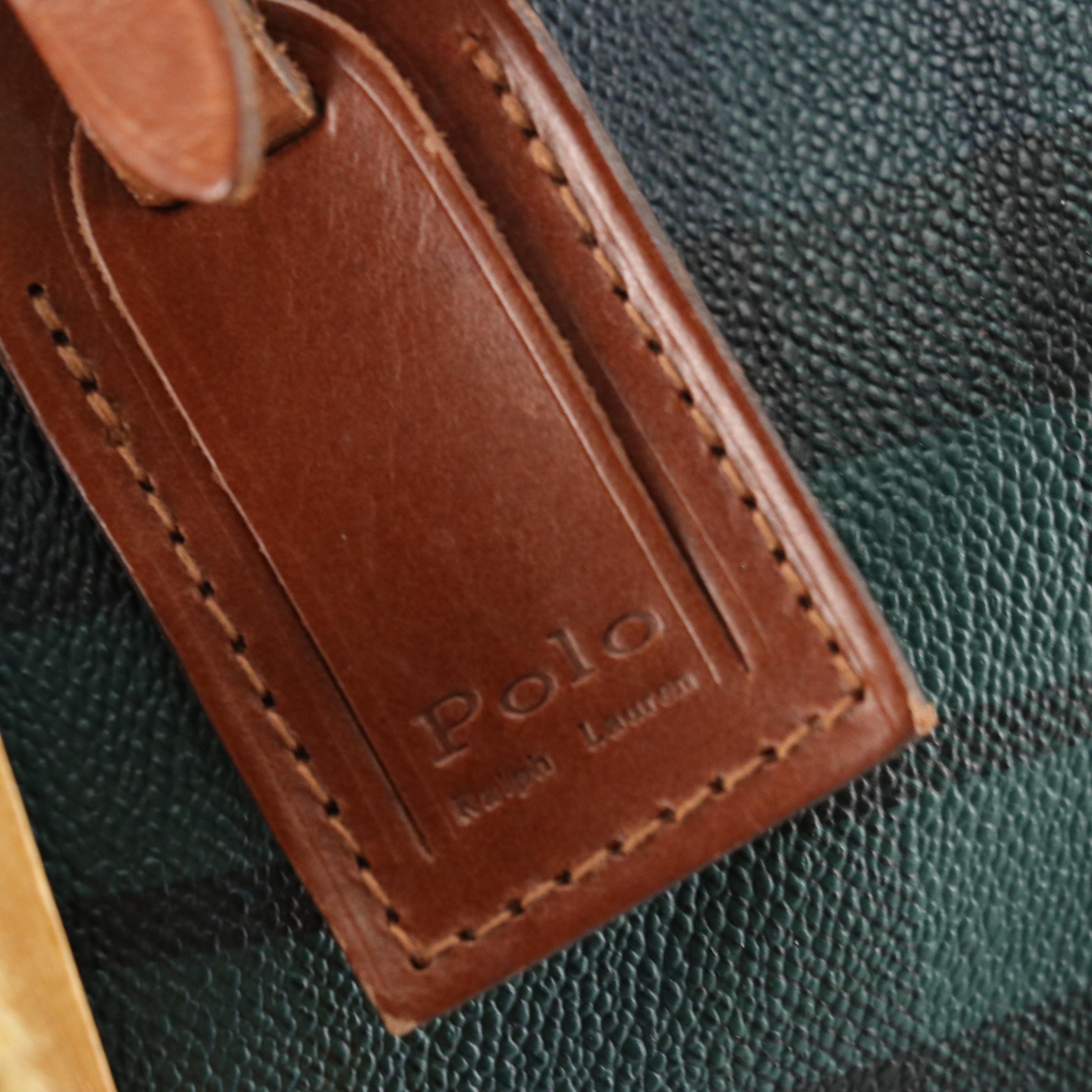 Polo Ralph Lauren Black Watch Boston Bag in Coated Canvas and Leather