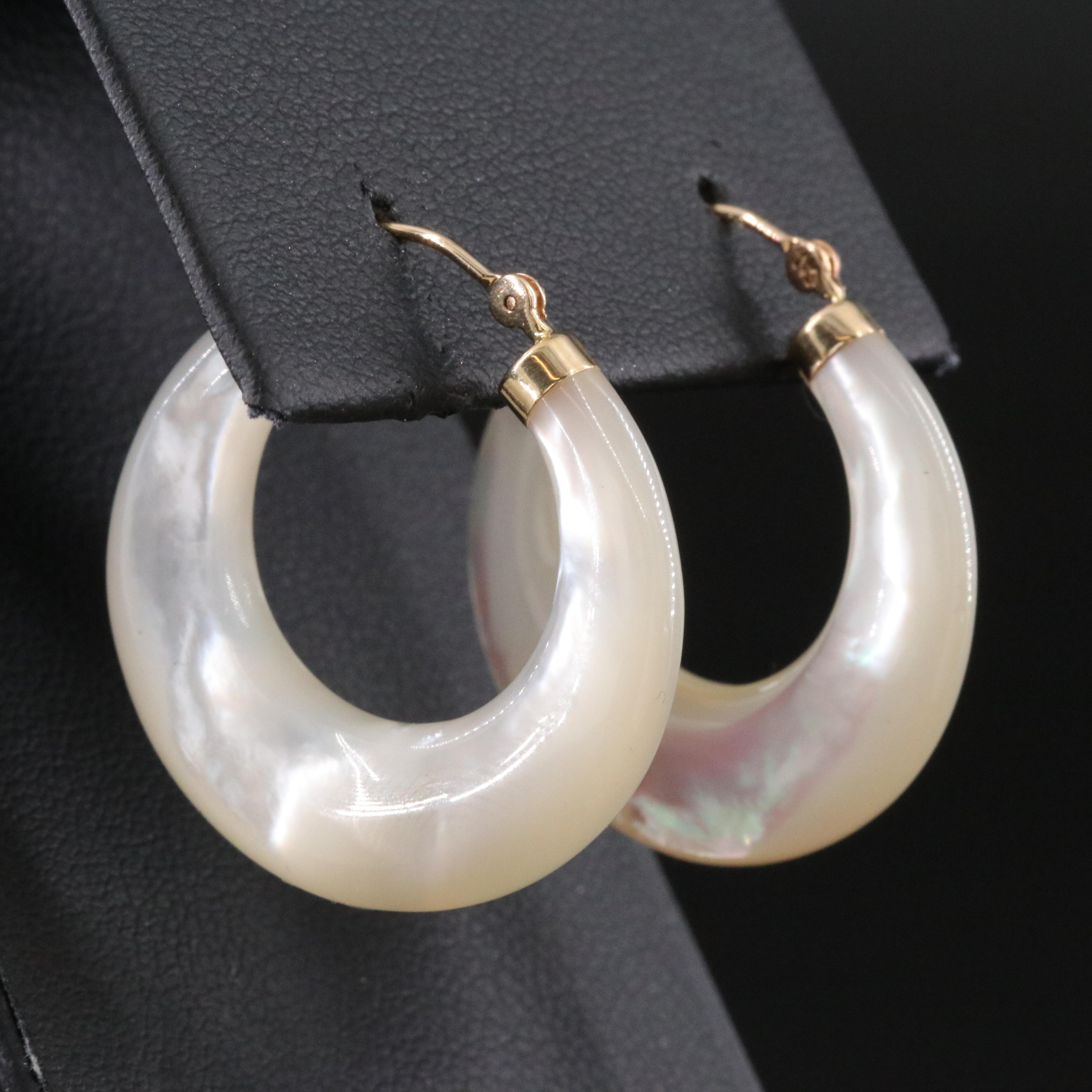 14K Mother-of-Pearl Hoop Earrings
