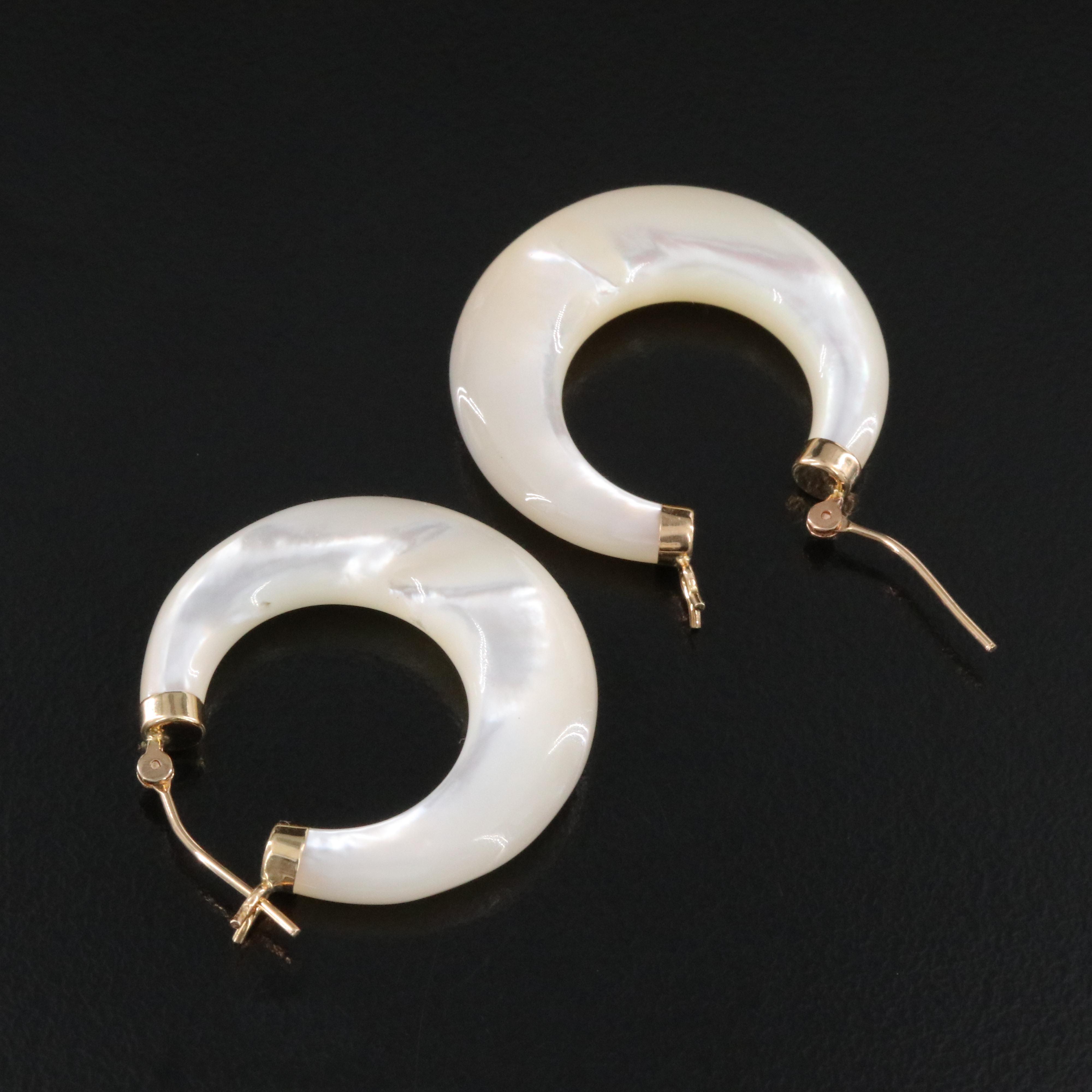 14K Mother-of-Pearl Hoop Earrings