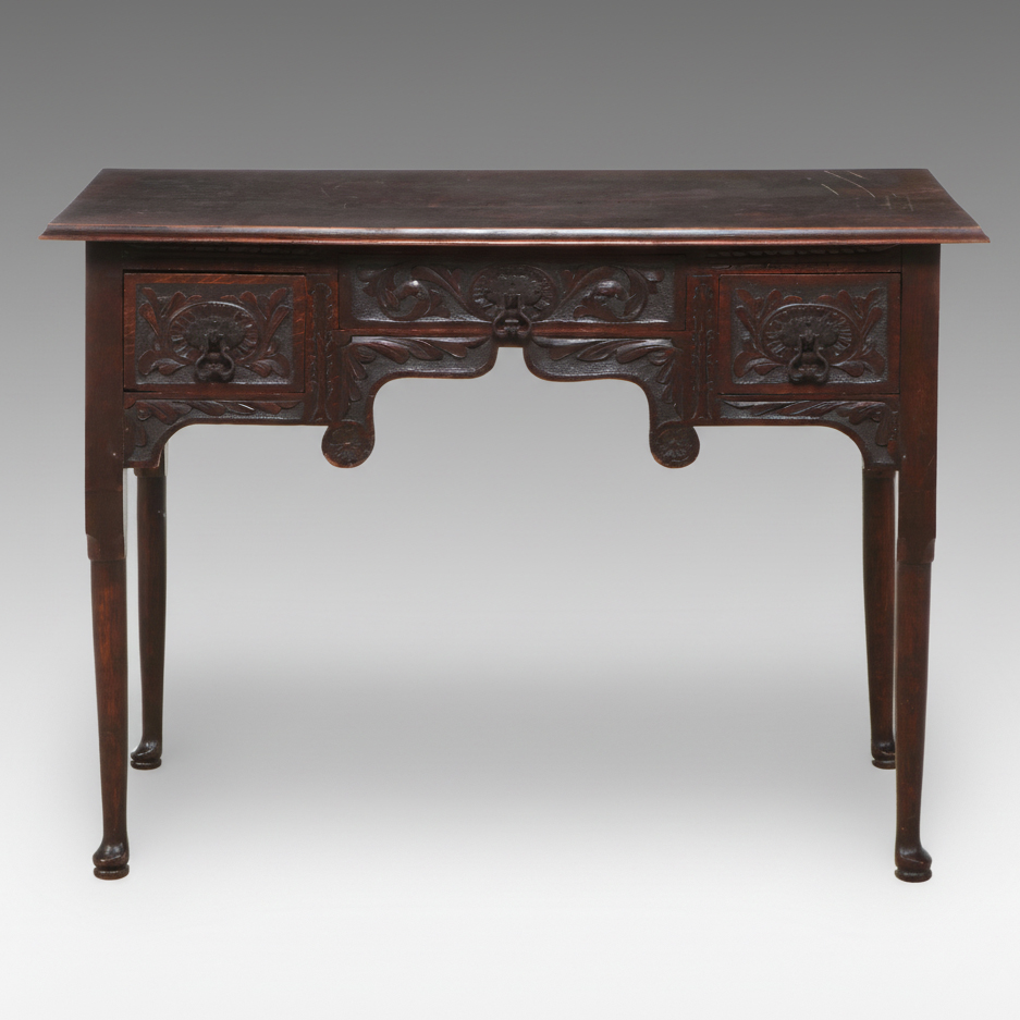 Anglo-Irish Carved Oak Lowboy, 18th to Early 19th Century