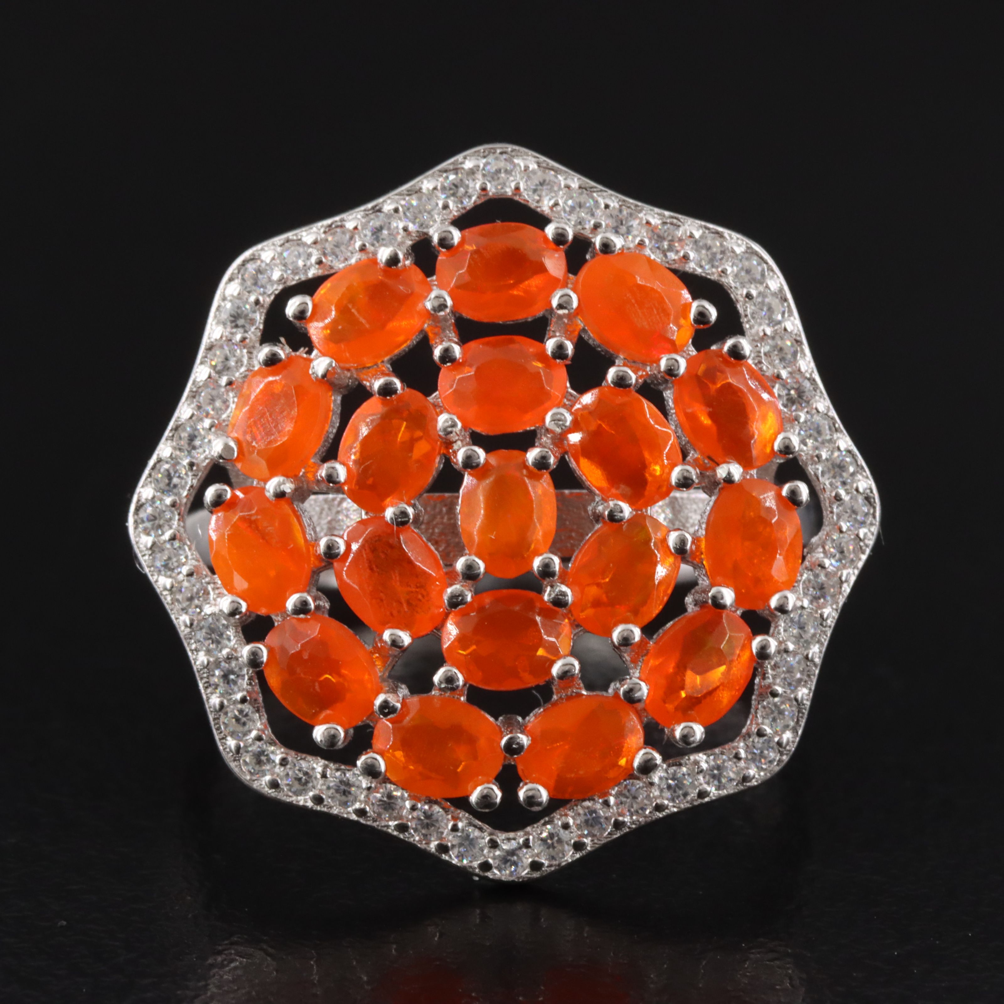 Sterling Opal and Sapphire Ring