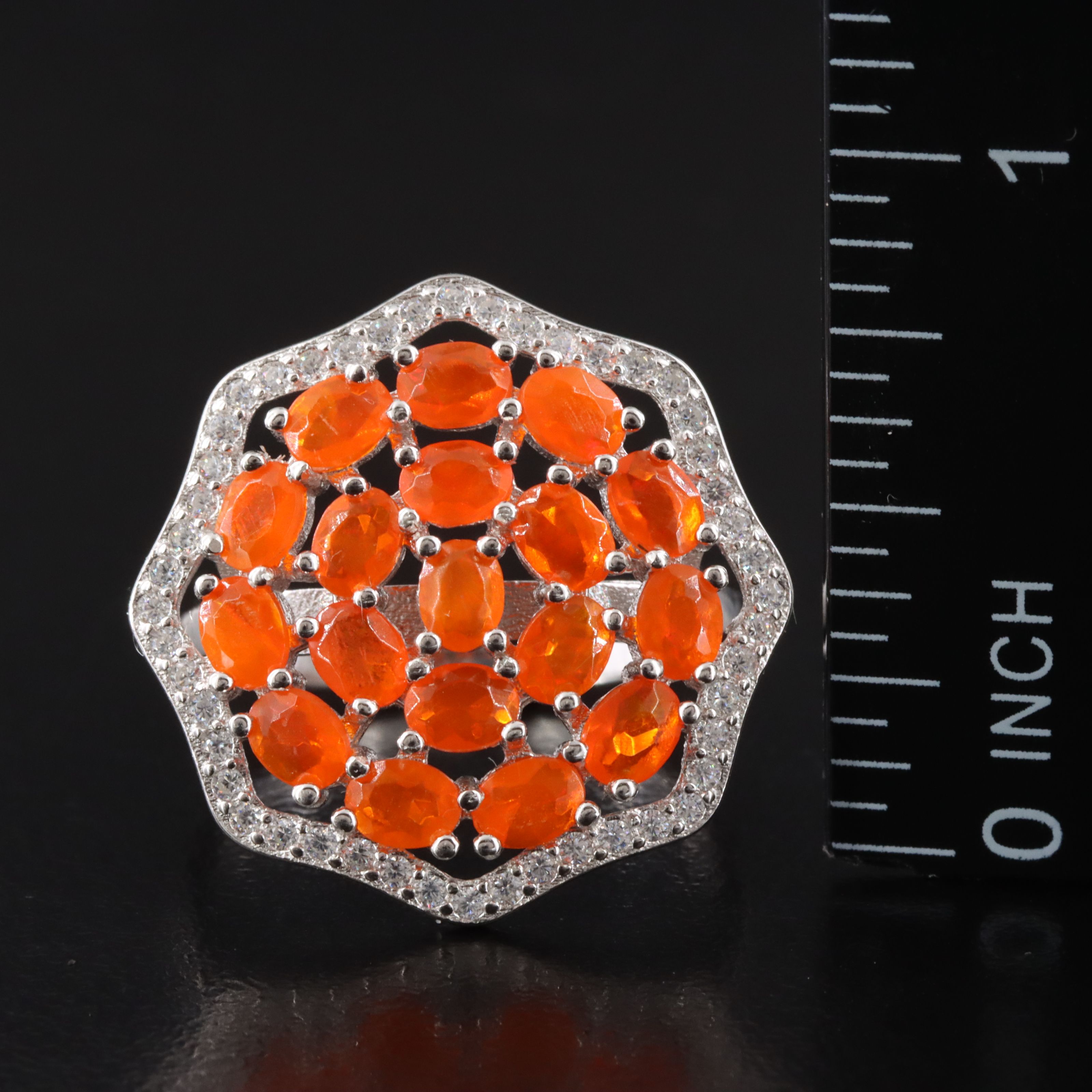 Sterling Opal and Sapphire Ring