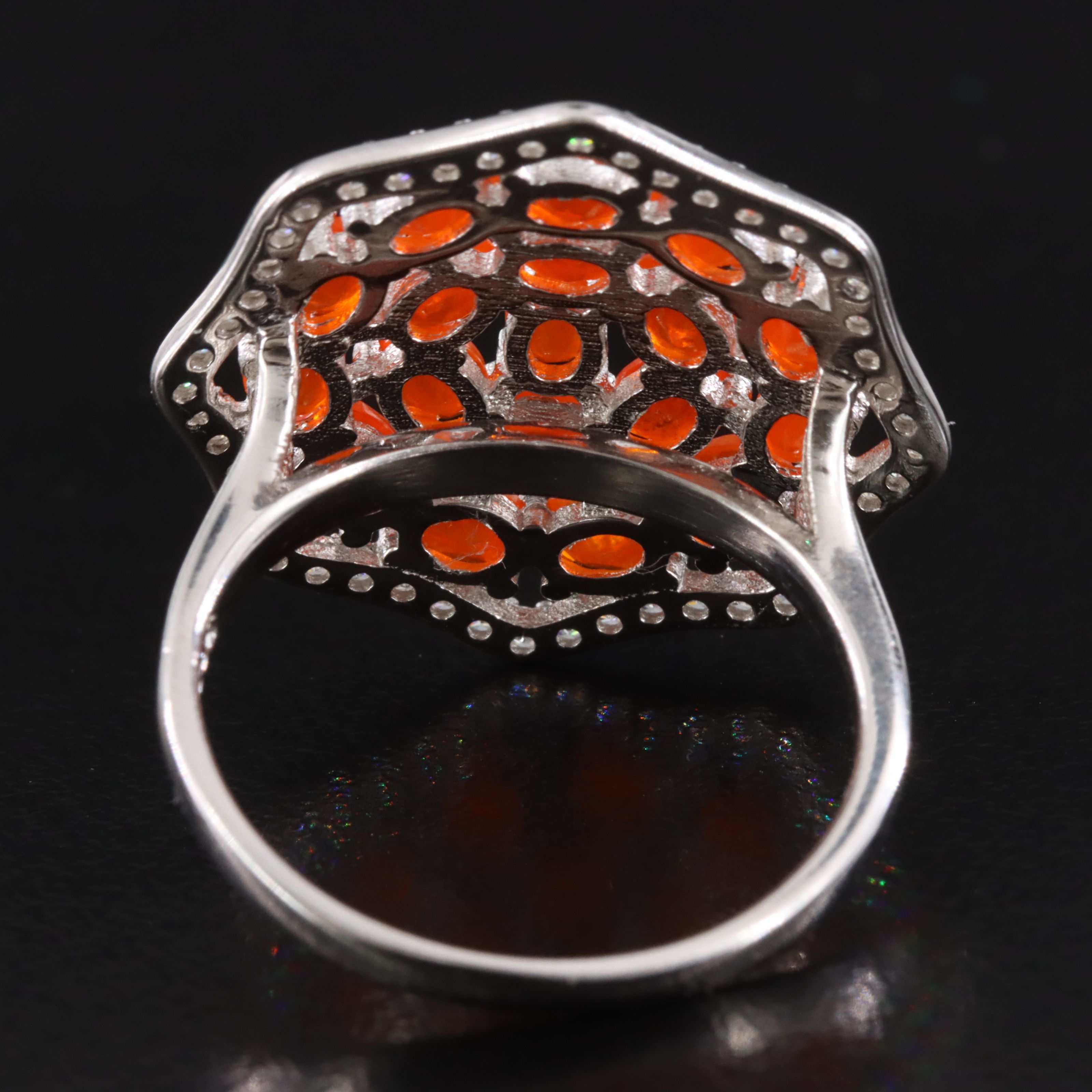 Sterling Opal and Sapphire Ring