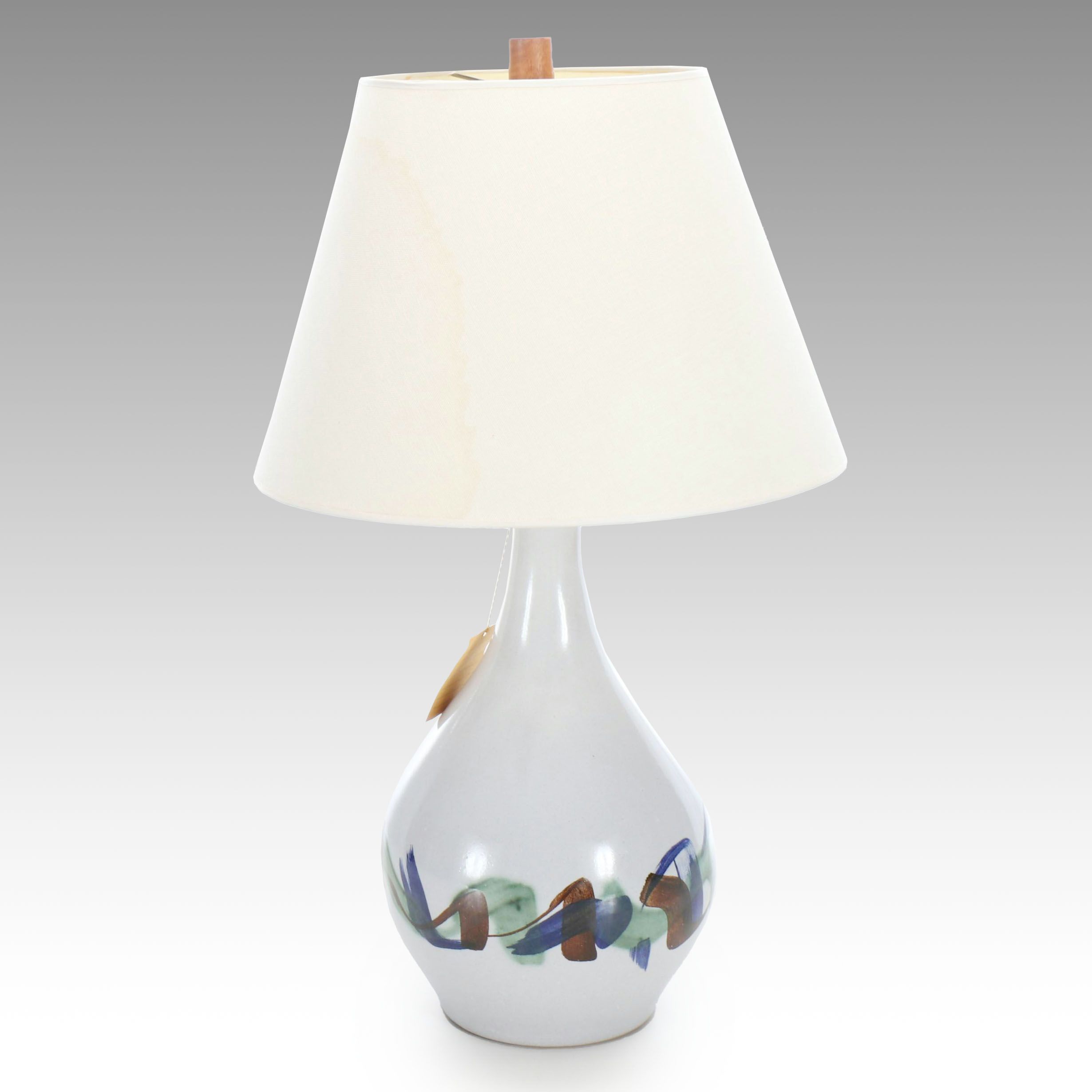 Martz Marshall Studios Abstract Hand-Painted Stoneware Lamp