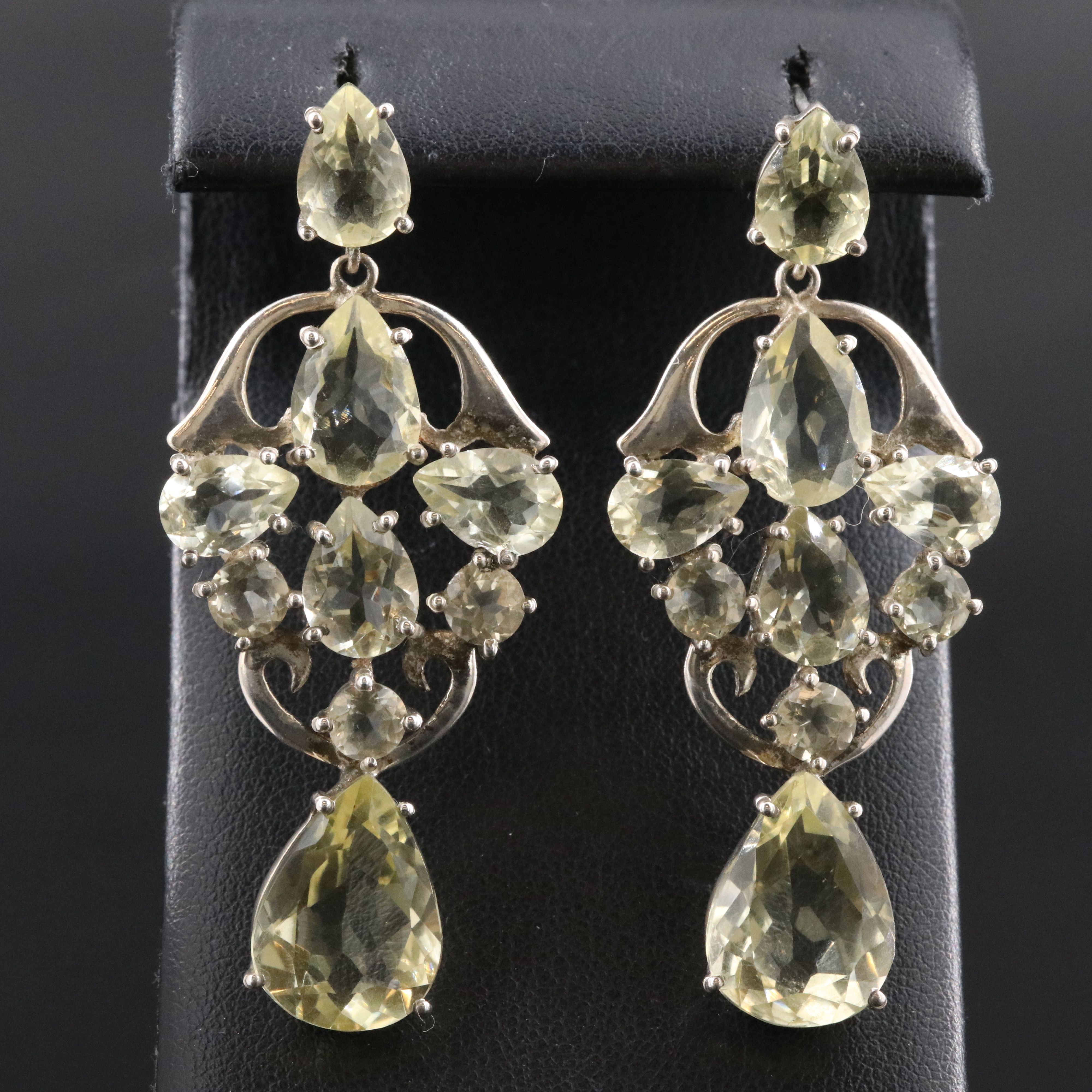 Sterling Citrine Shoulder Duster Earrings