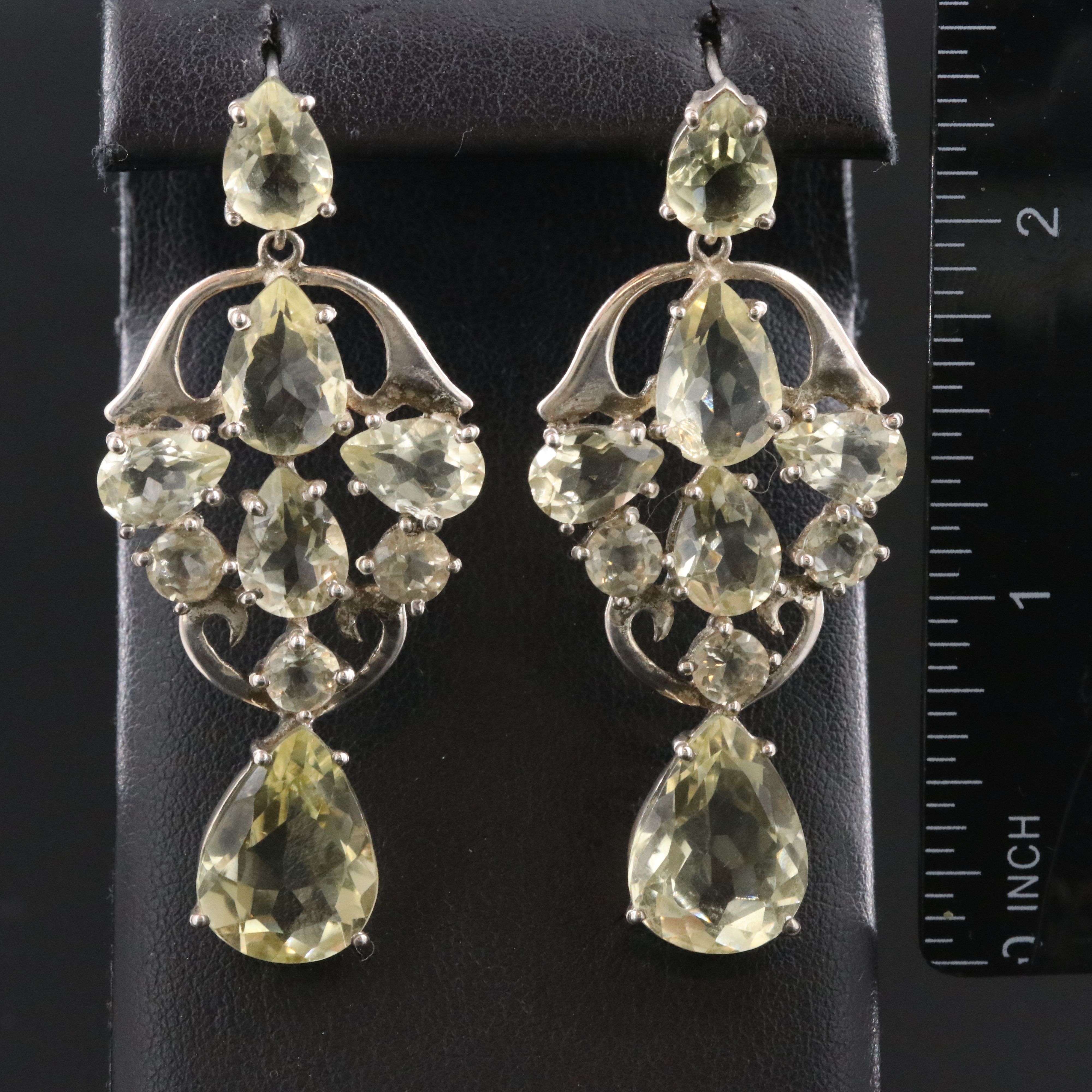 Sterling Citrine Shoulder Duster Earrings