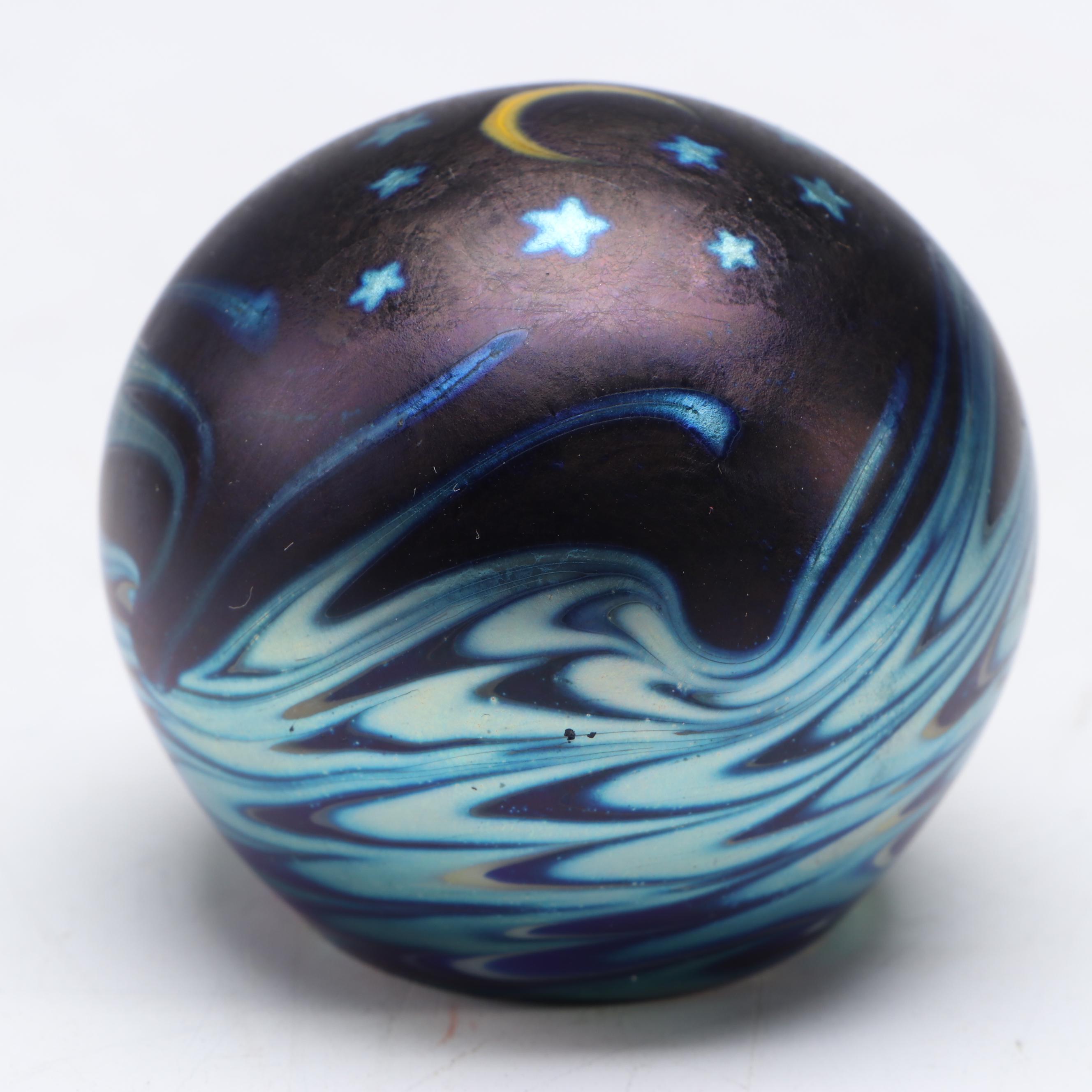 Lundberg Studios Iridescent Celestial Art Glass Paperweights