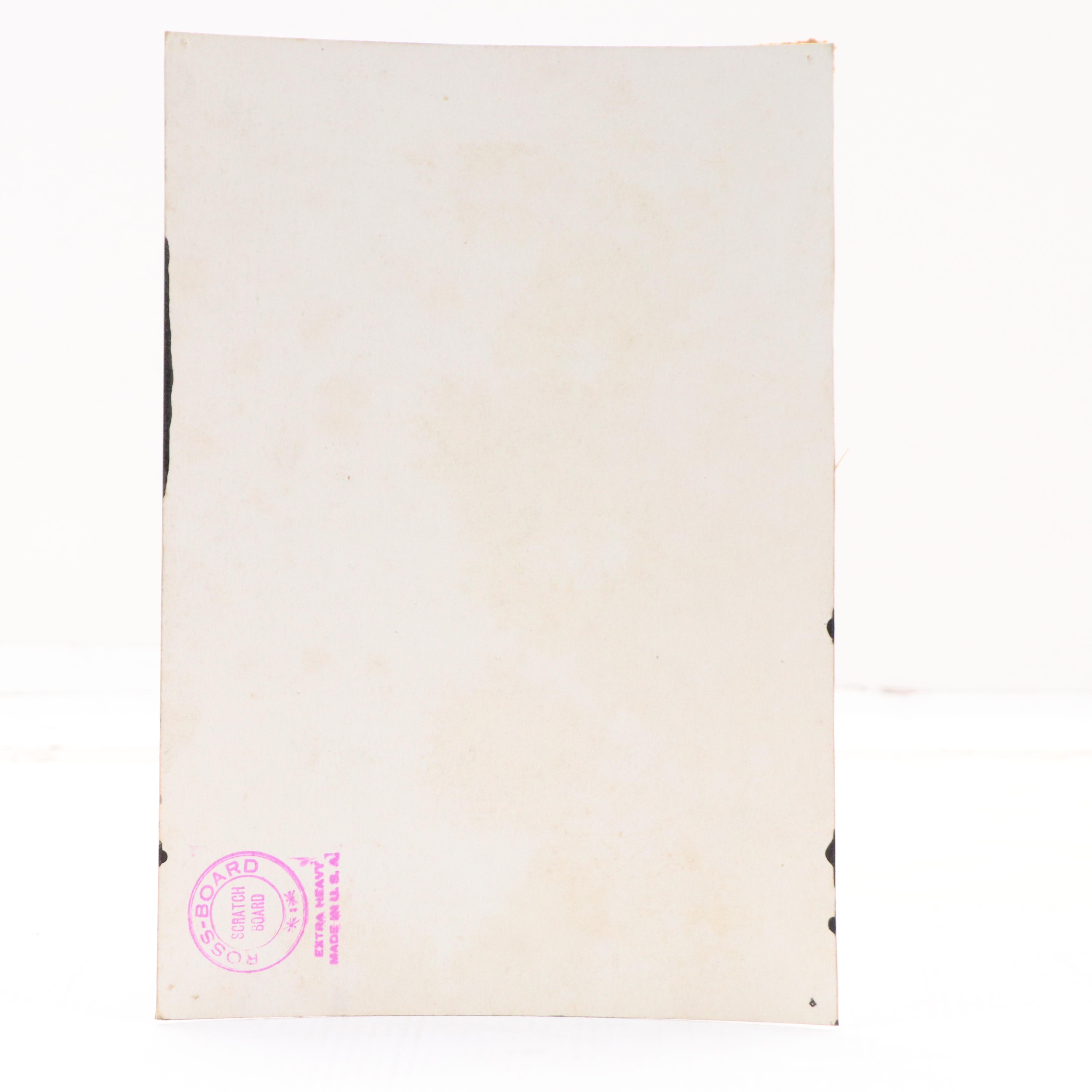 Harvey Shepard Figural Gouache Painting and Scratchboard Drawing, Mid-20th C.