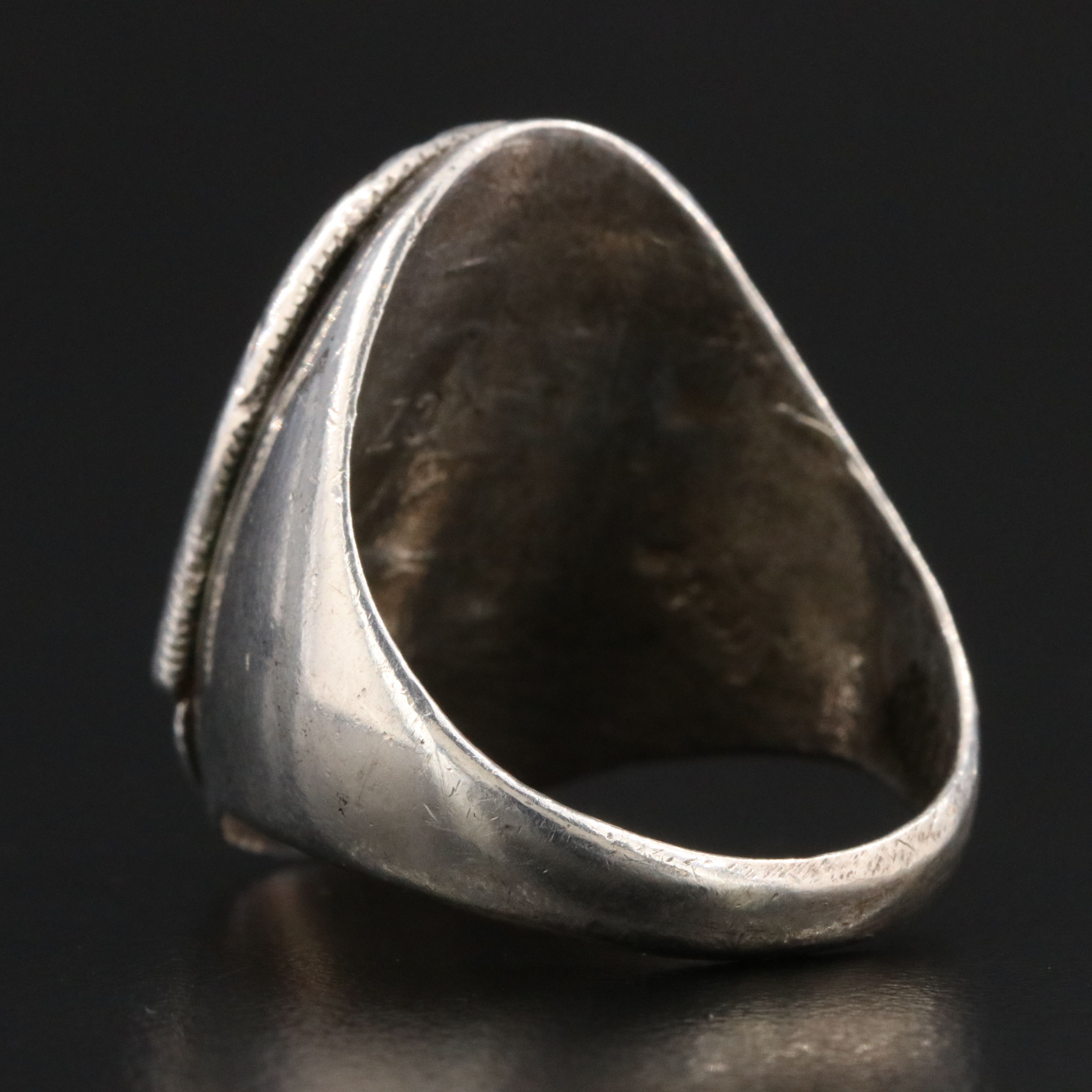 Southwestern Sterling Turquoise and Coral Snake Ring