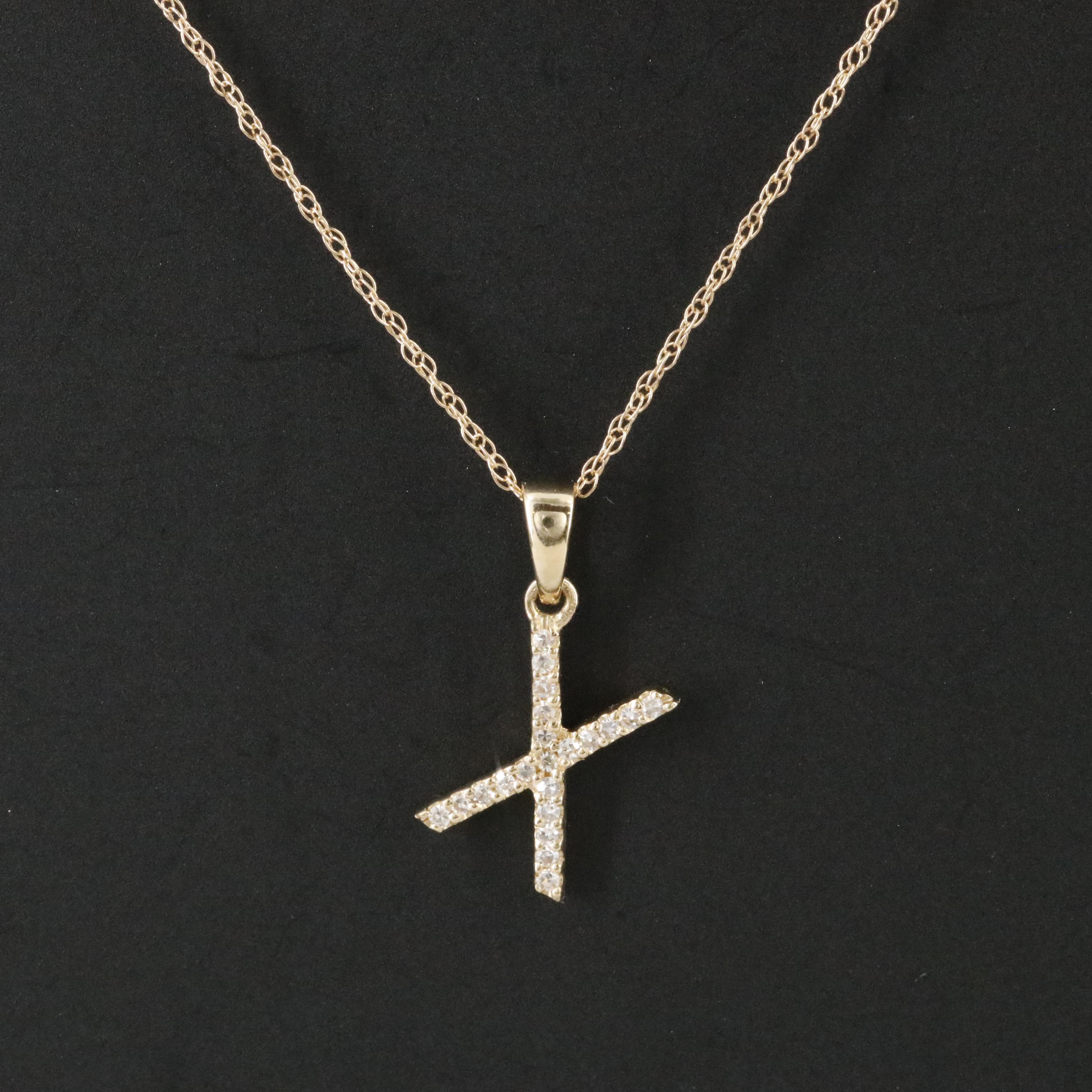 14K 0.05 CTW Diamond 'X' Pendant Necklace