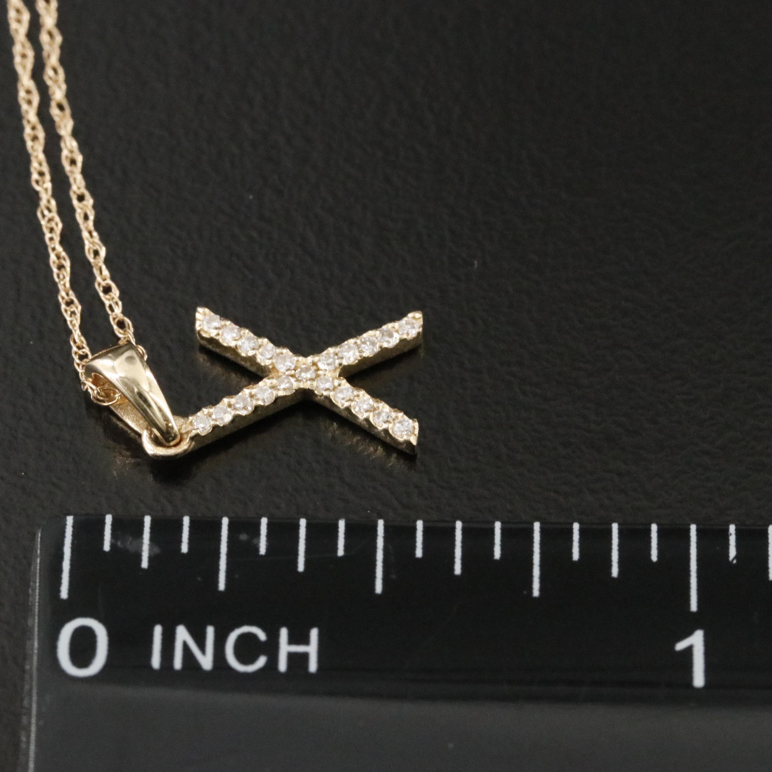 14K 0.05 CTW Diamond 'X' Pendant Necklace