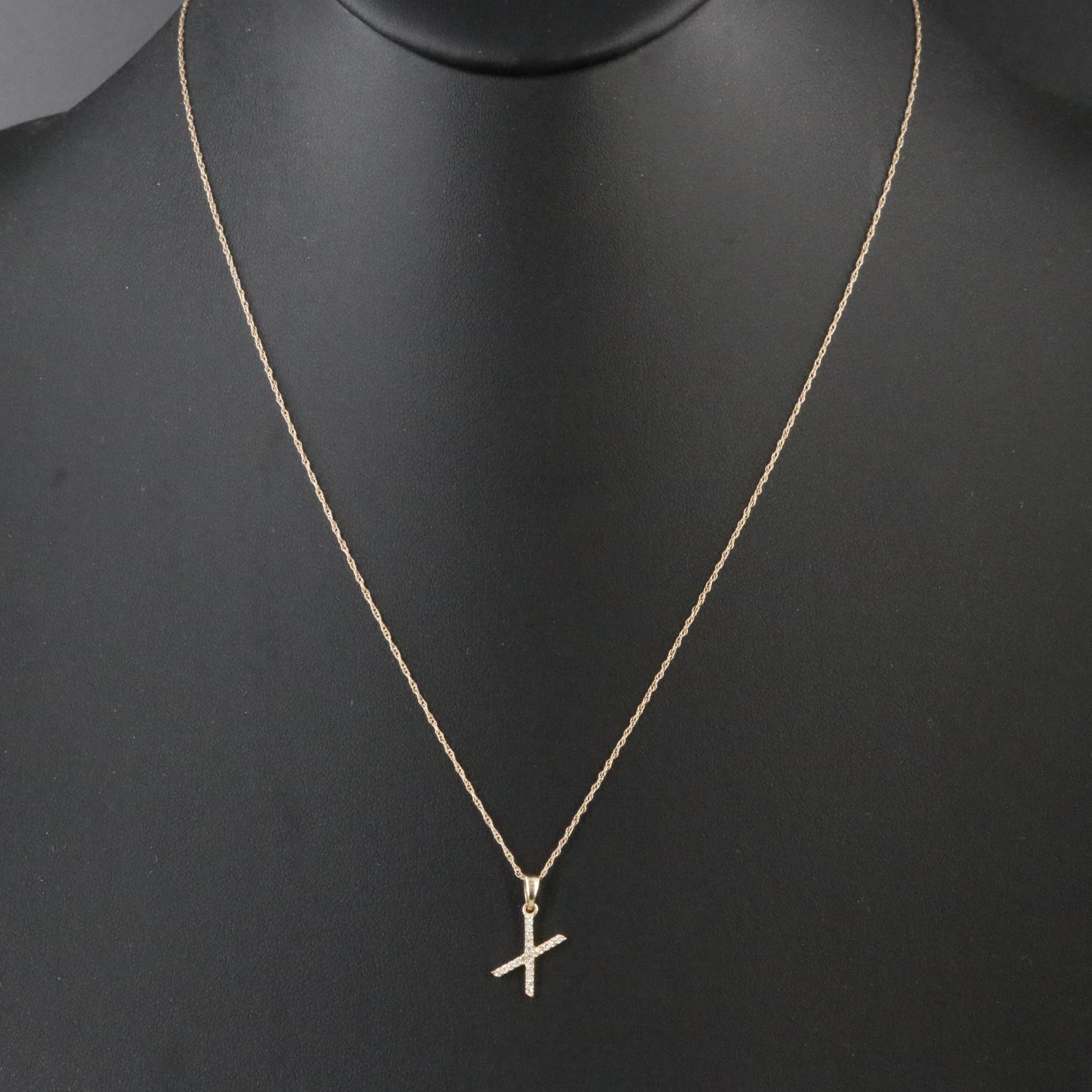 14K 0.05 CTW Diamond 'X' Pendant Necklace