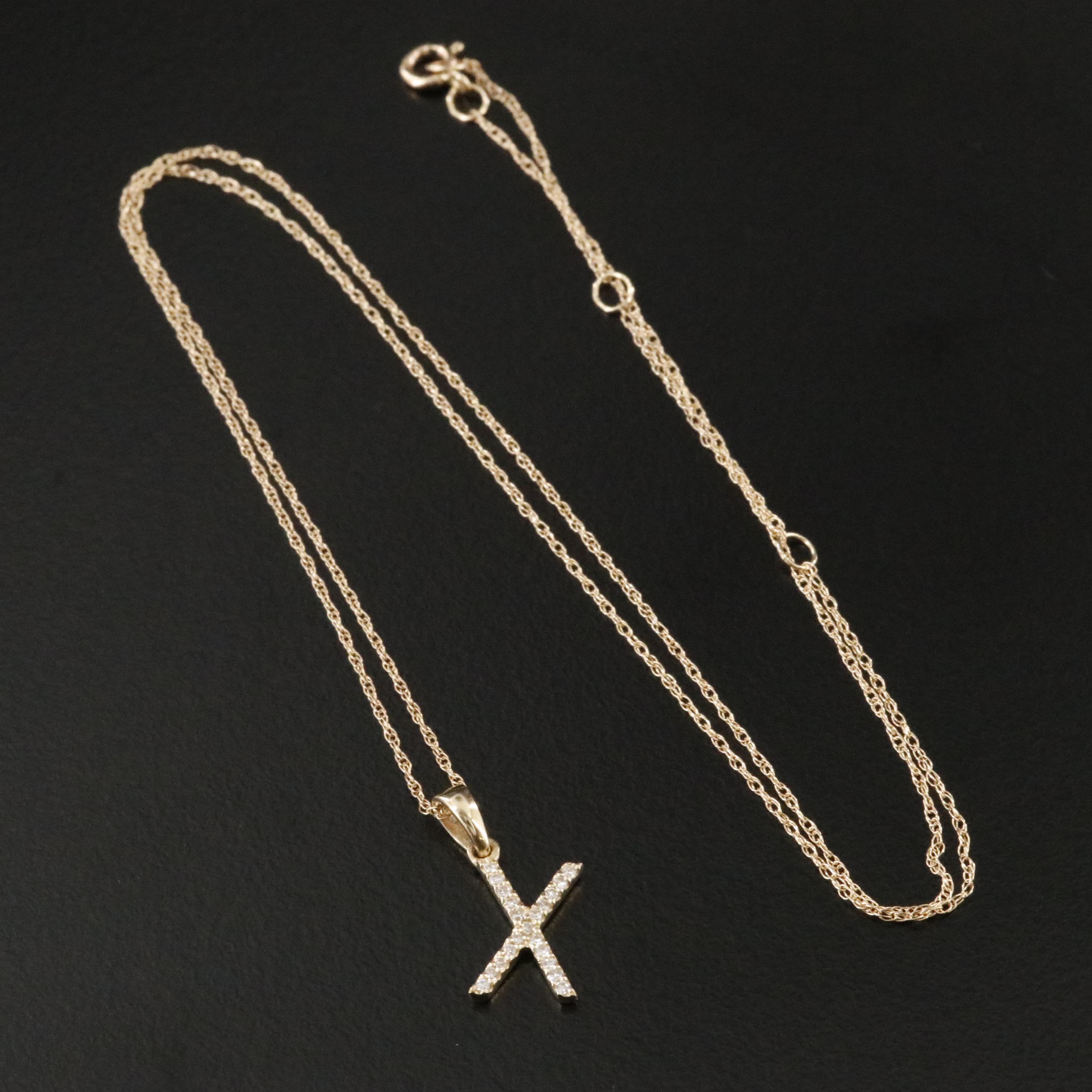 14K 0.05 CTW Diamond 'X' Pendant Necklace