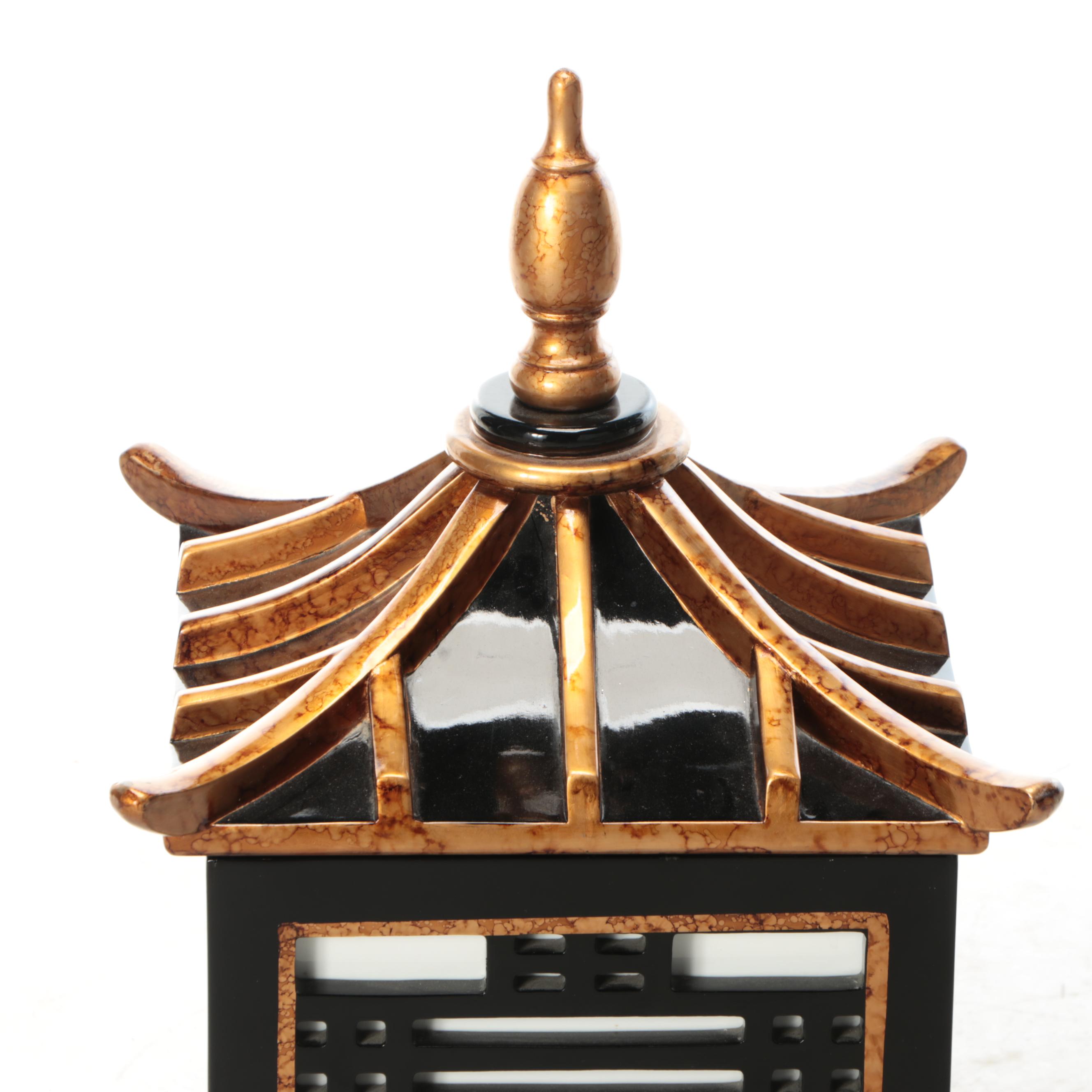 Chinese Pagoda Style Lacquered Wood Lantern