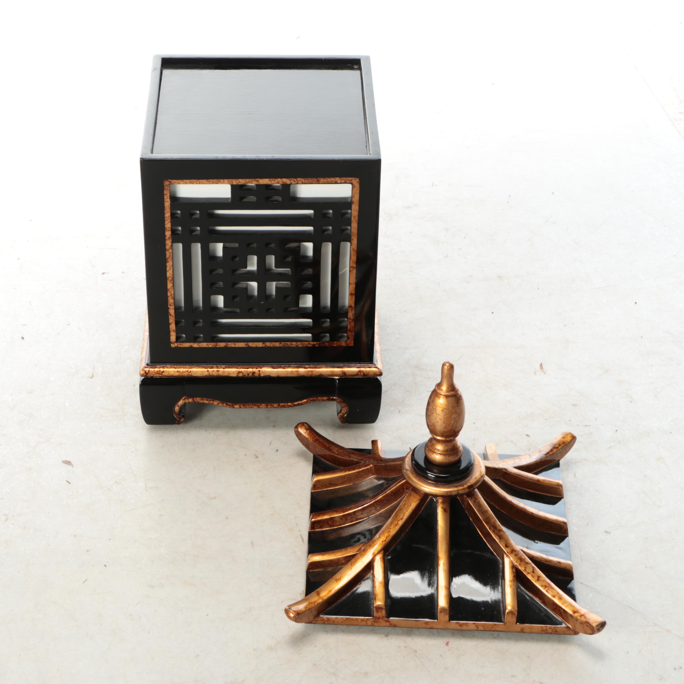 Chinese Pagoda Style Lacquered Wood Lantern