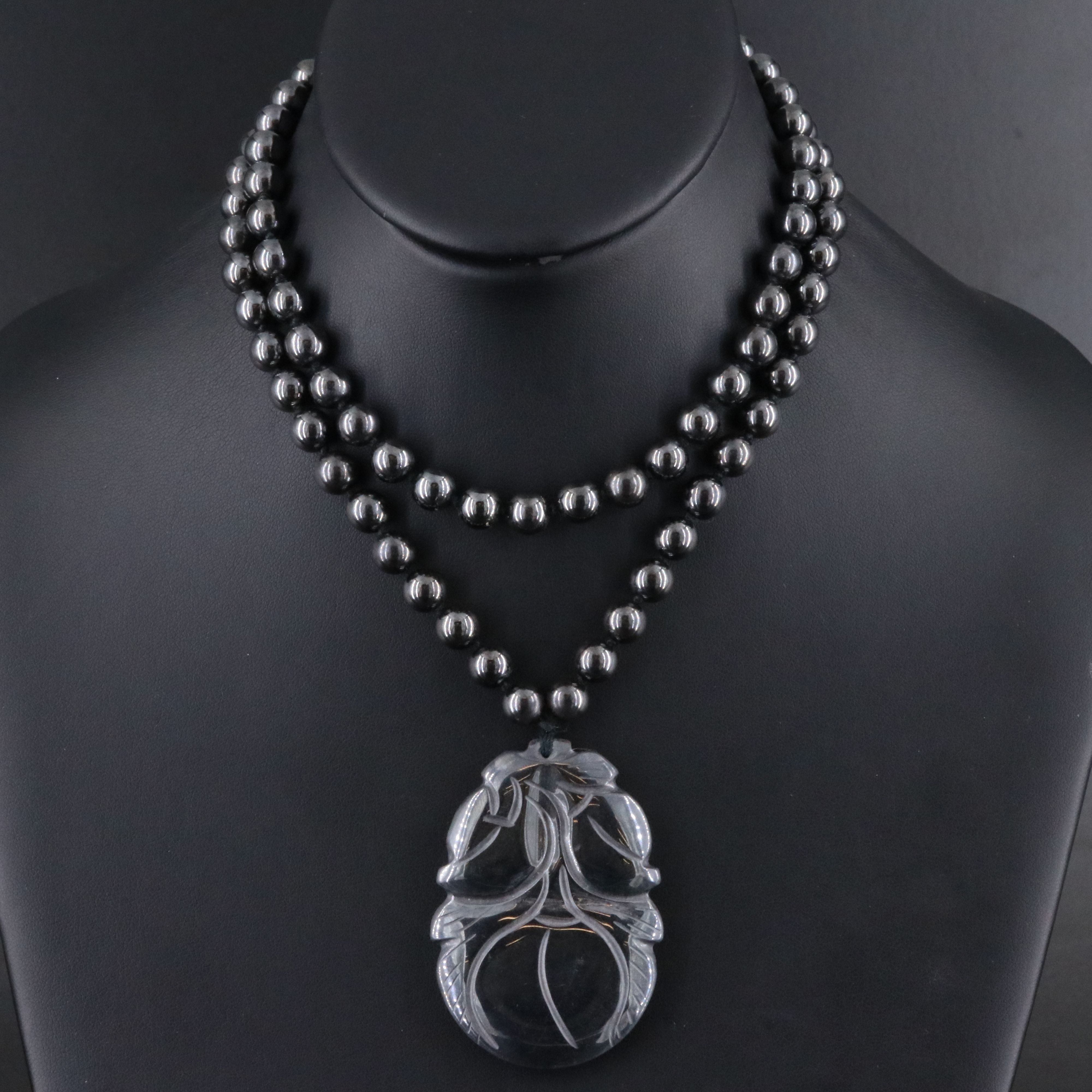 Hematite Carved and Beaded Necklace