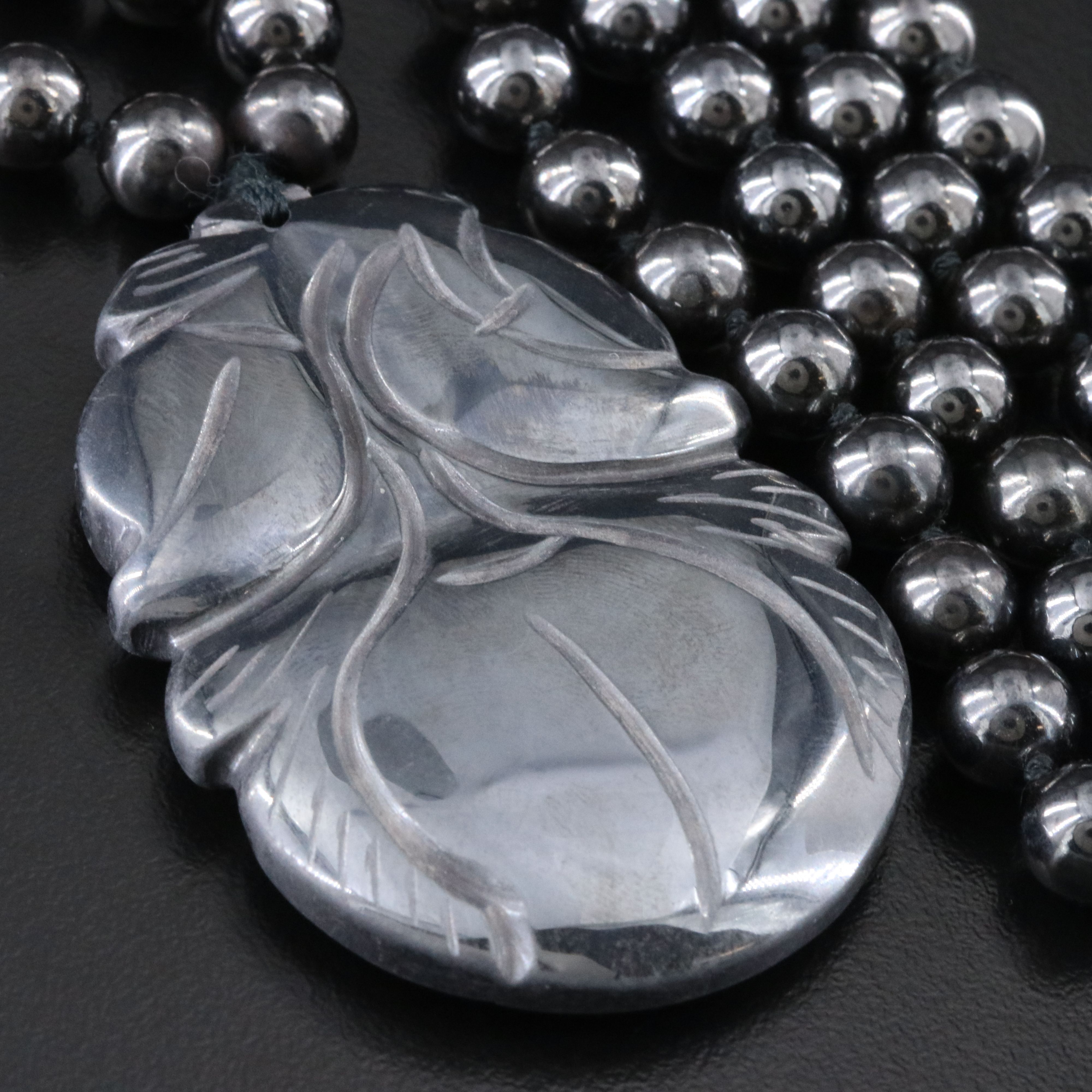 Hematite Carved and Beaded Necklace