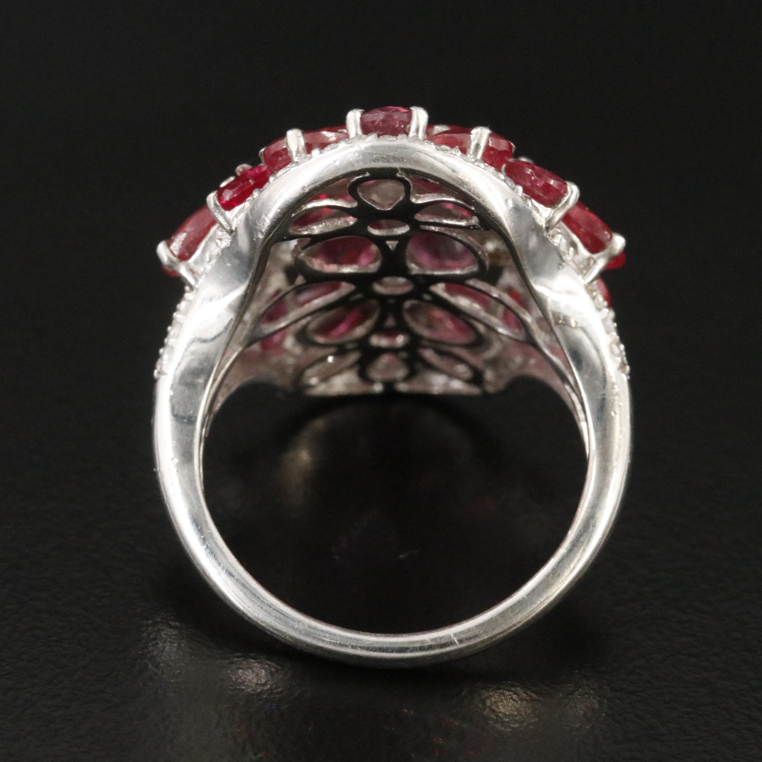 Sterling Filled Corundum and White Zircon Ring