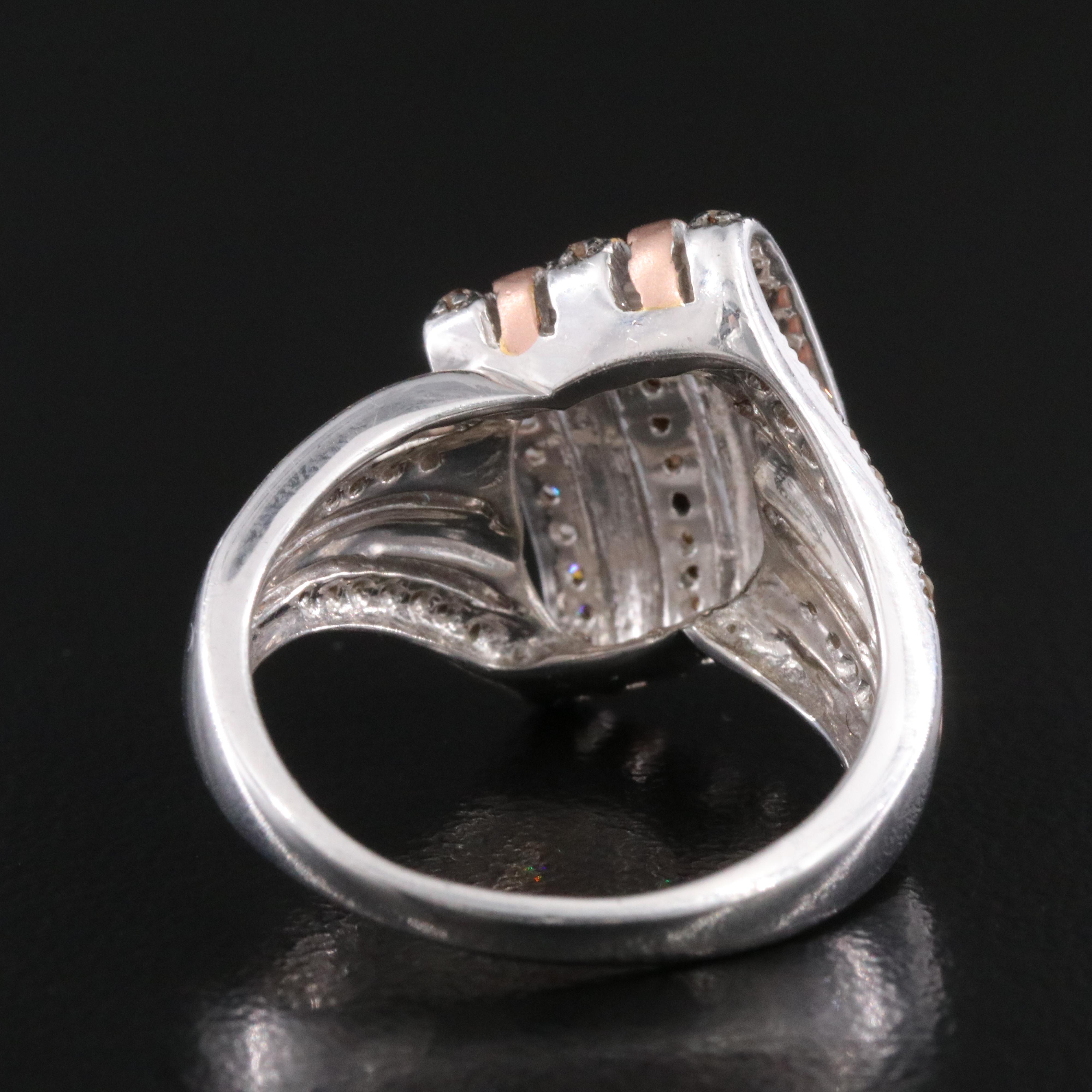 Sterling Diamond Ring with Rose Tone Detail