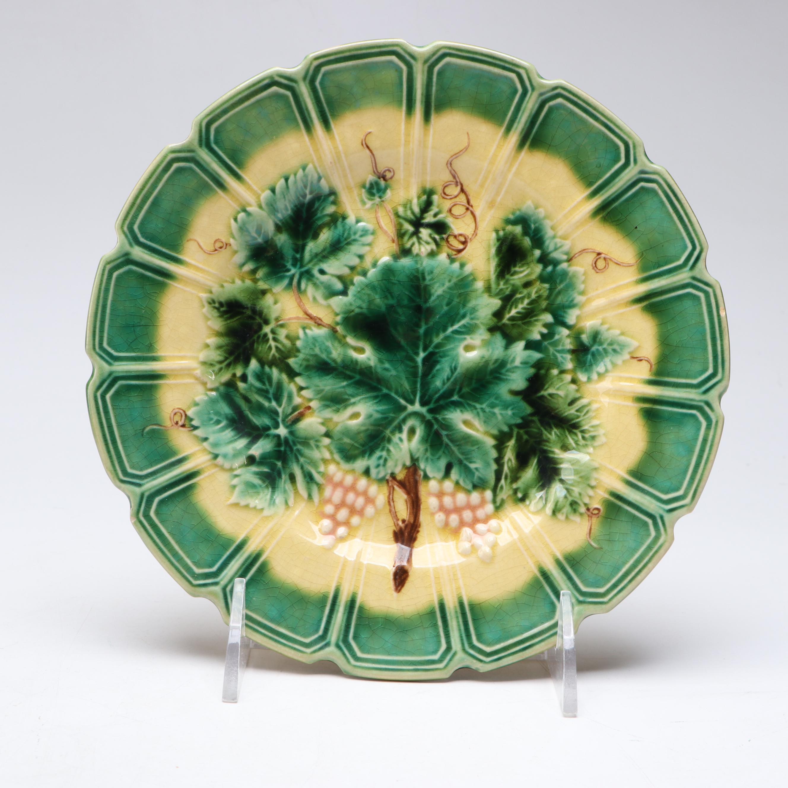Sarreguemines French Majolica Leaf Plates