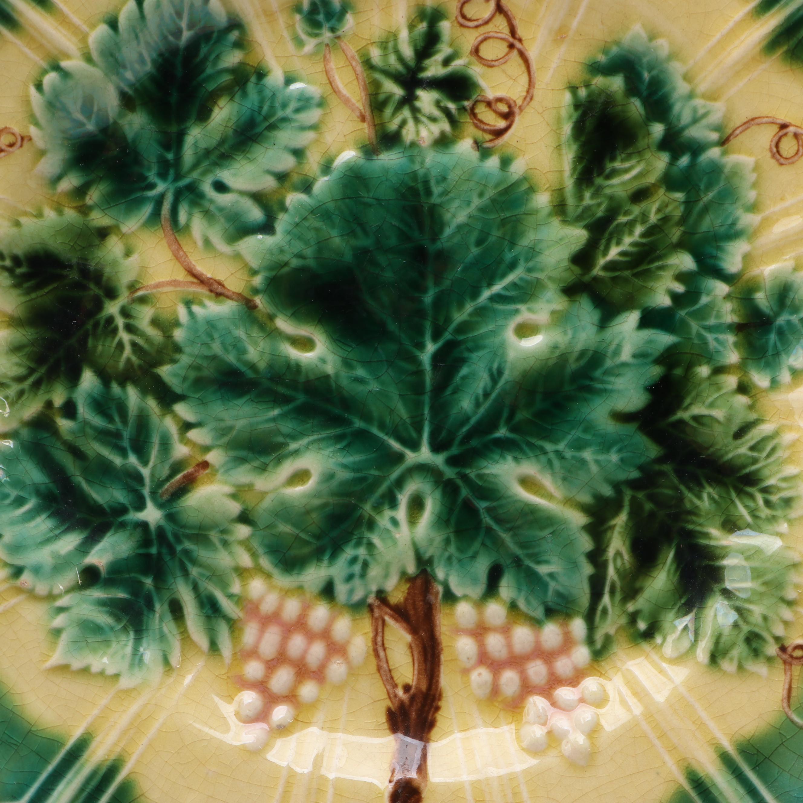 Sarreguemines French Majolica Leaf Plates