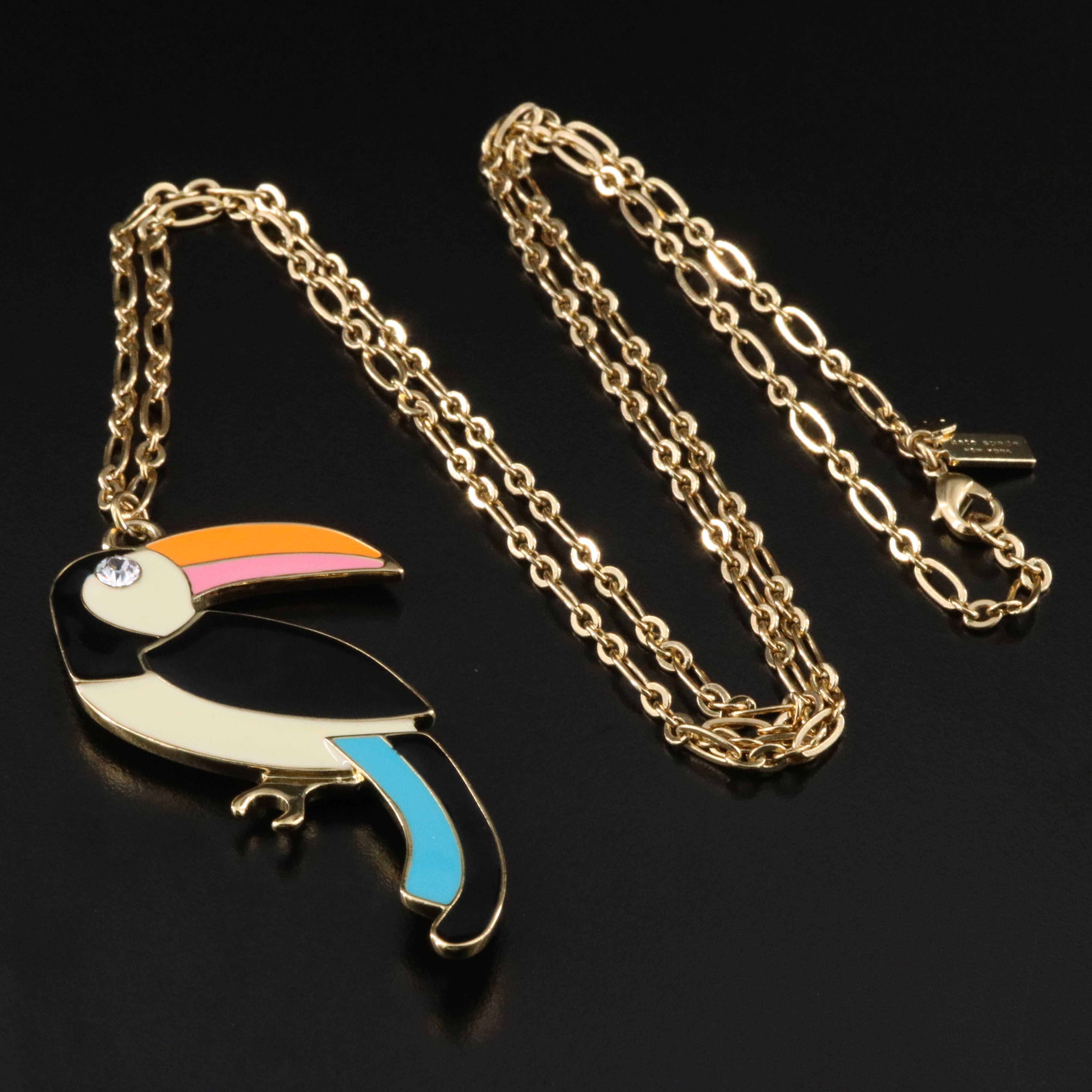 Kate Spade Enamel and Rhinestone Toucan Necklace