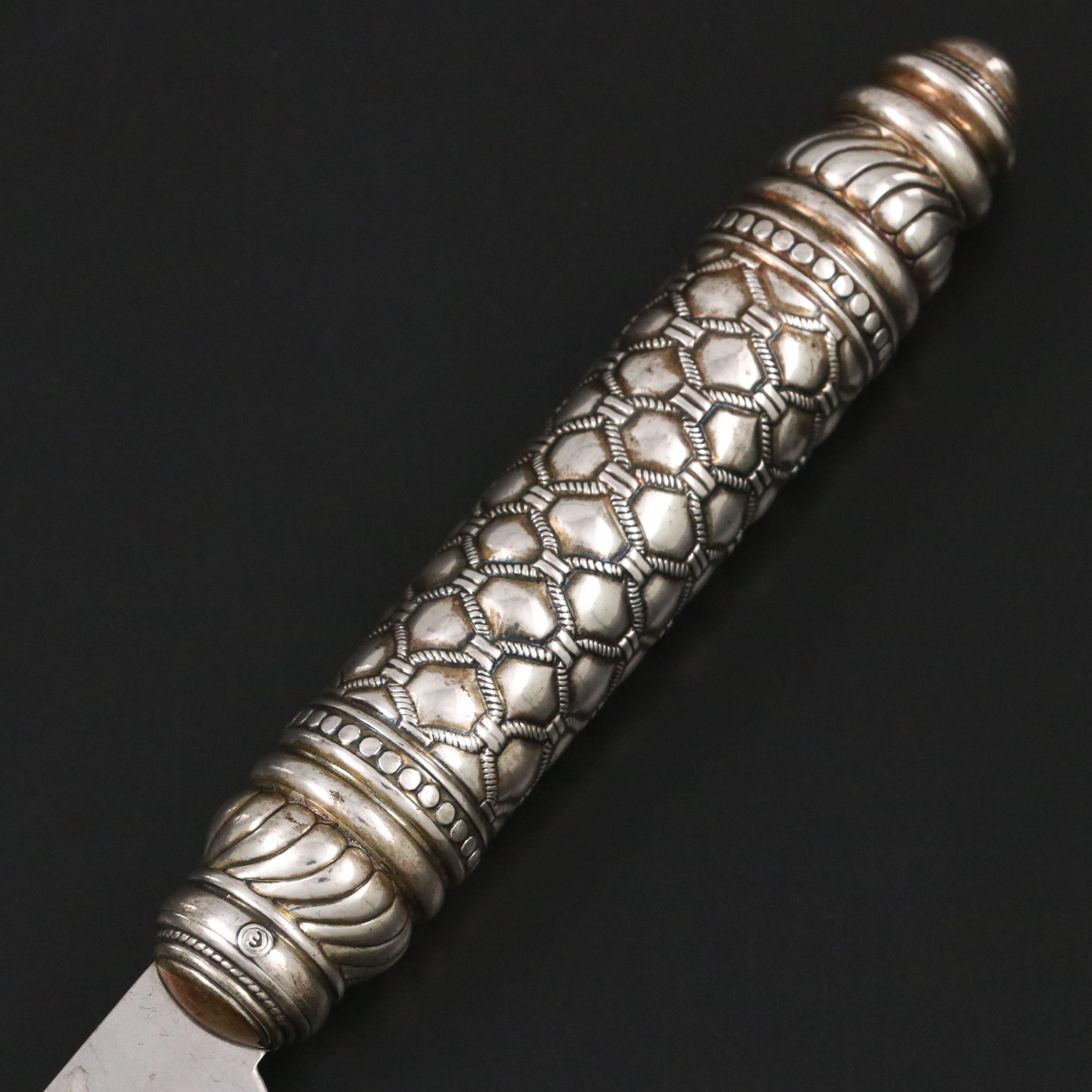 Judaica Sterling Silver Handled Challah Bread Stainless Steel Knife