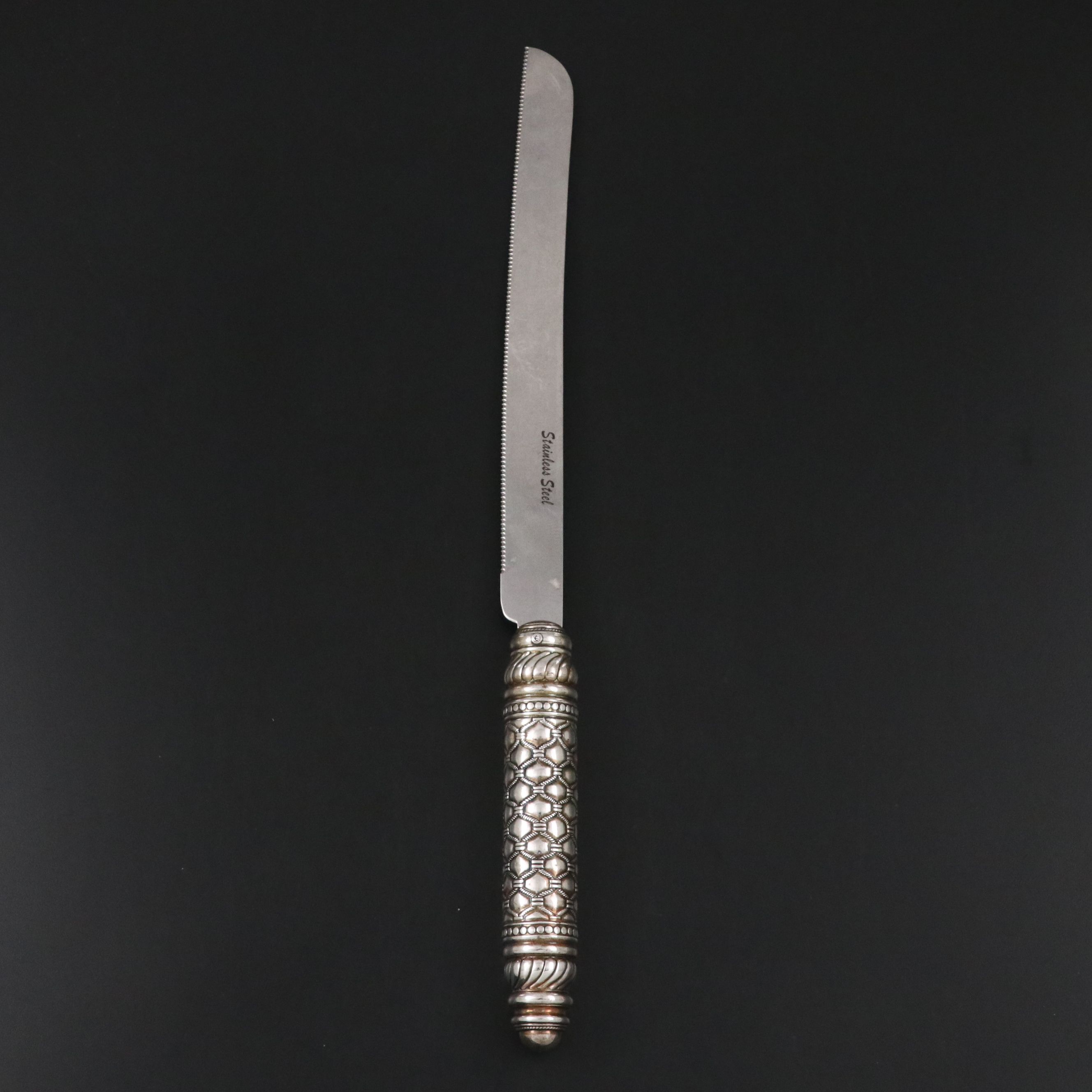 Judaica Sterling Silver Handled Challah Bread Stainless Steel Knife