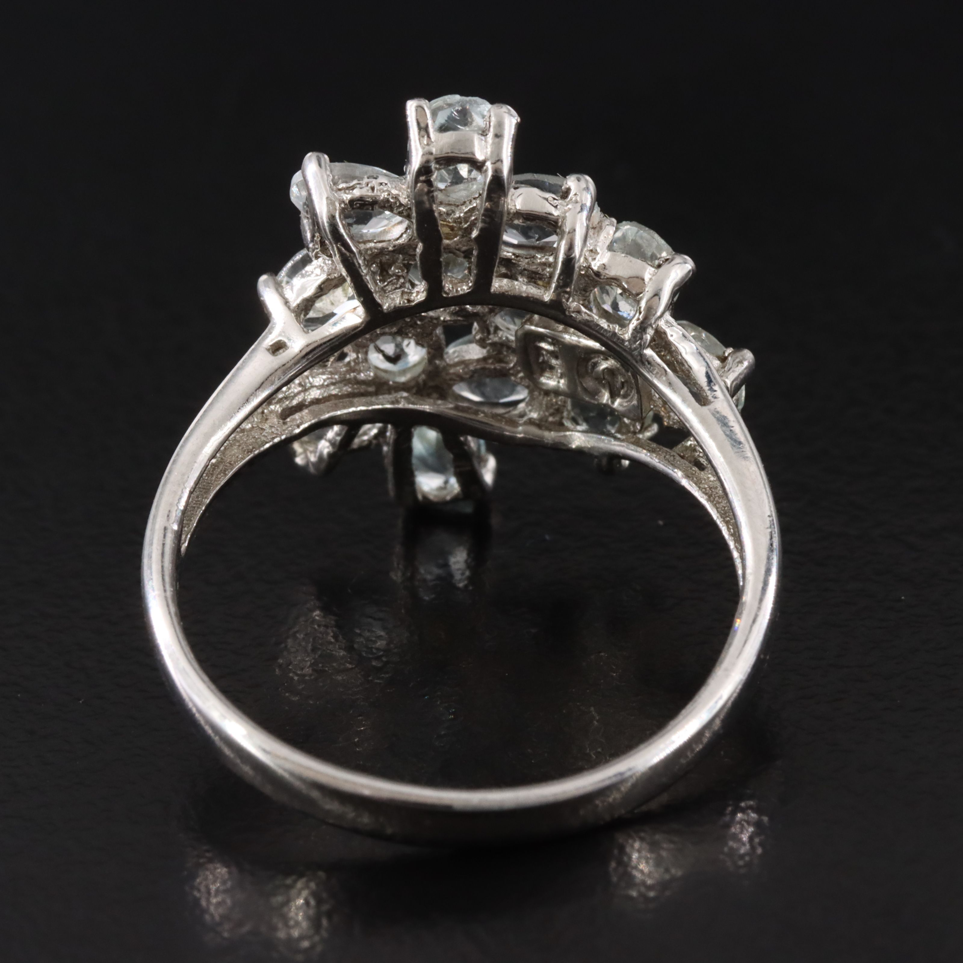 Sterling Aquamarine and Sapphire Ring