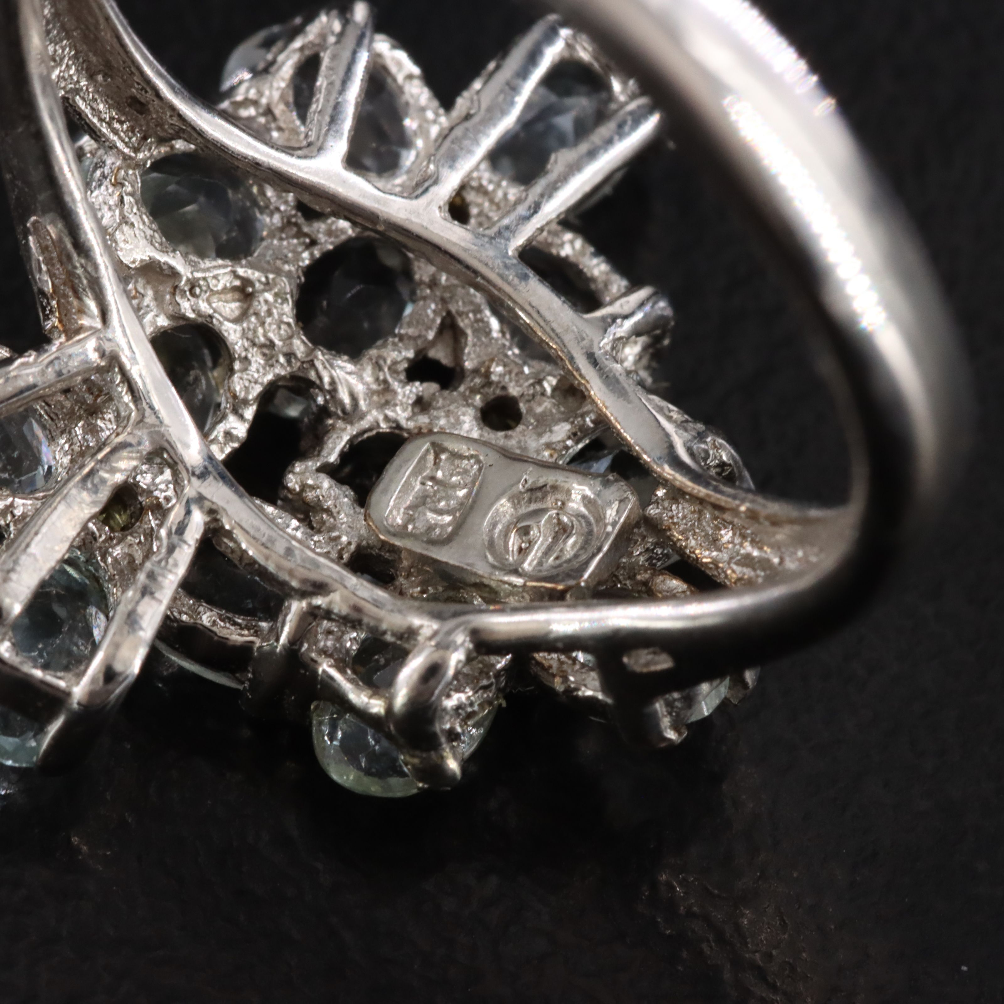 Sterling Aquamarine and Sapphire Ring