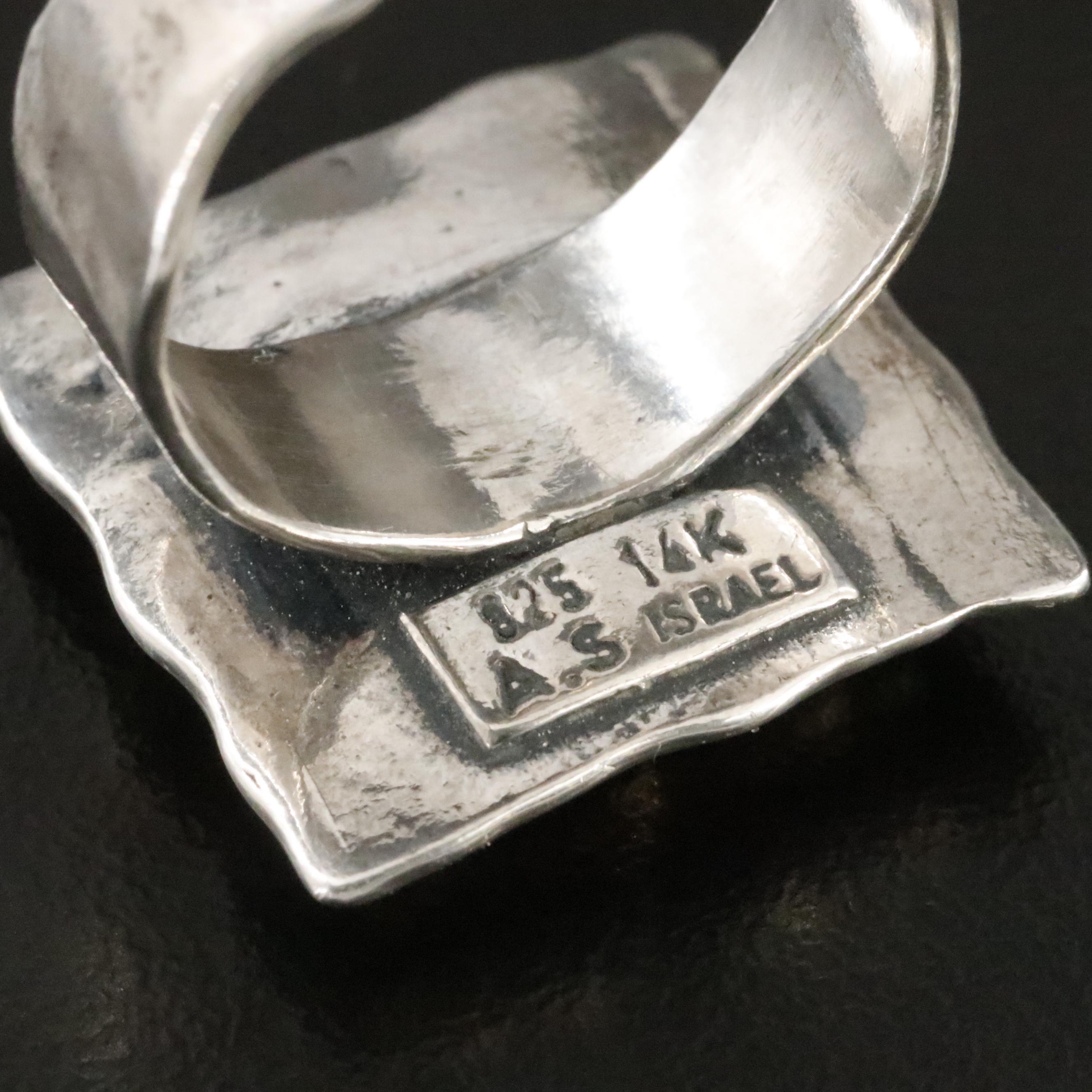 Sterling Turquoise Ring with 14K Accent