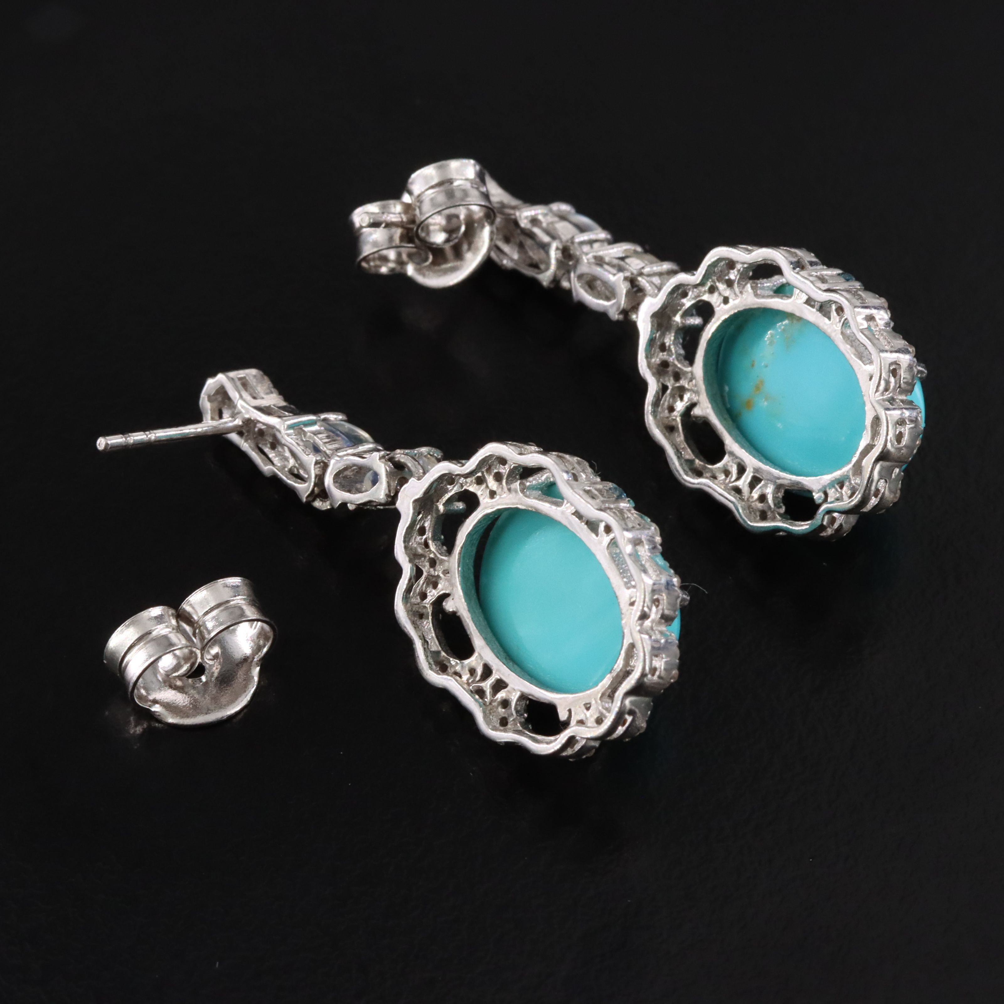 Sterling Turquoise, Rainbow Moonstone and Gemstone Earrings