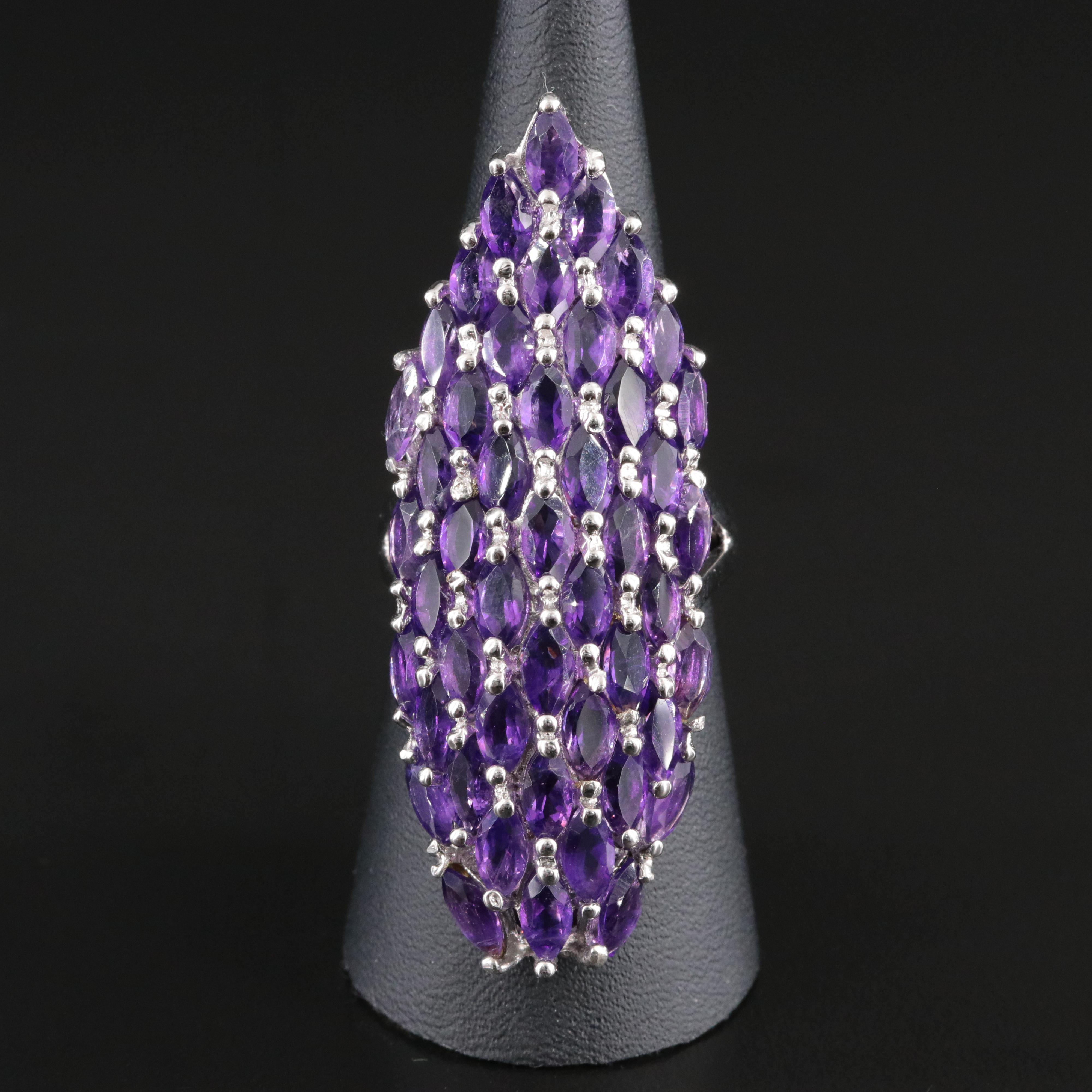 Sterling Amethyst Navette Ring