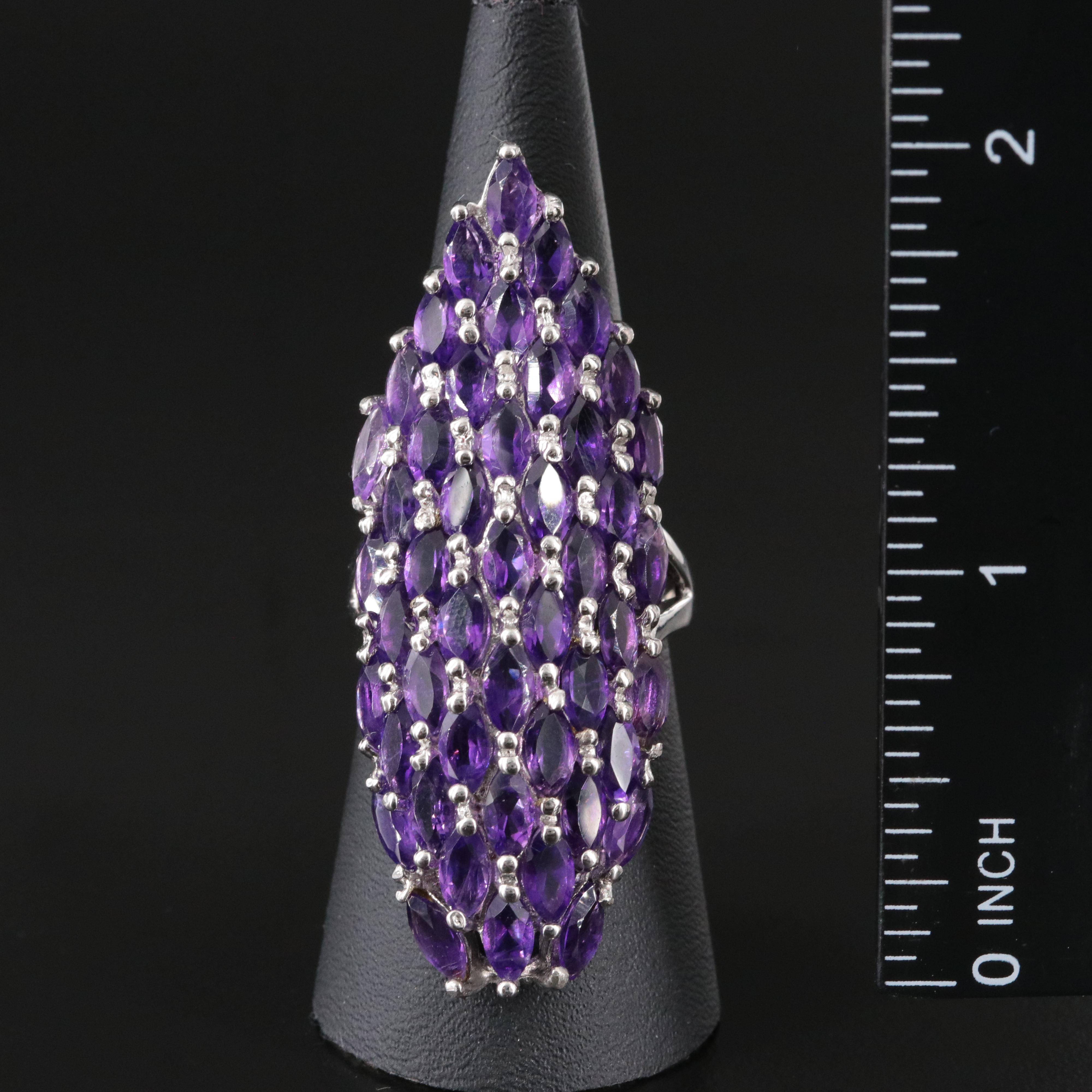 Sterling Amethyst Navette Ring