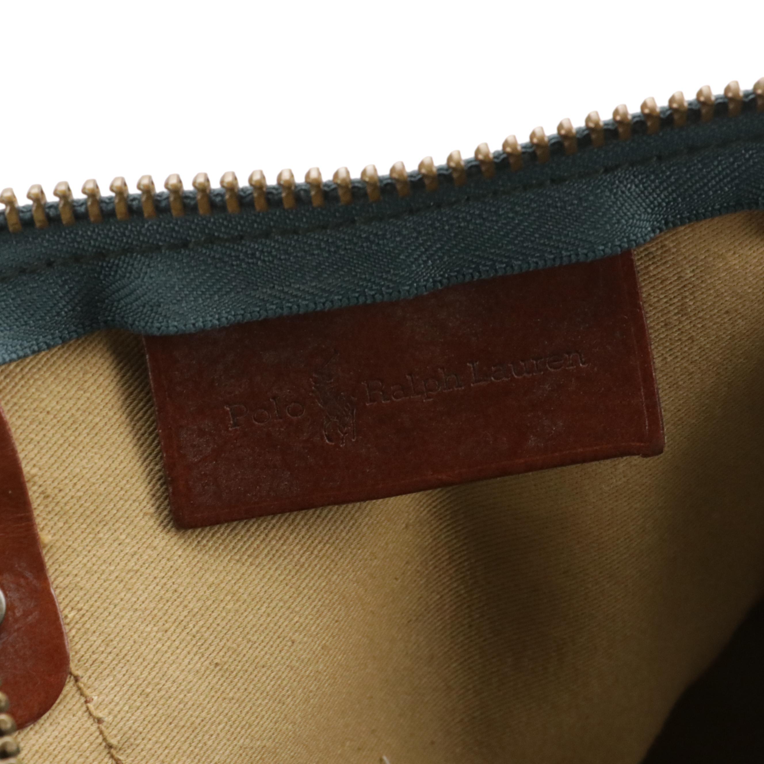 Polo Ralph Lauren Black Watch Boston Bag in Coated Canvas and Leather