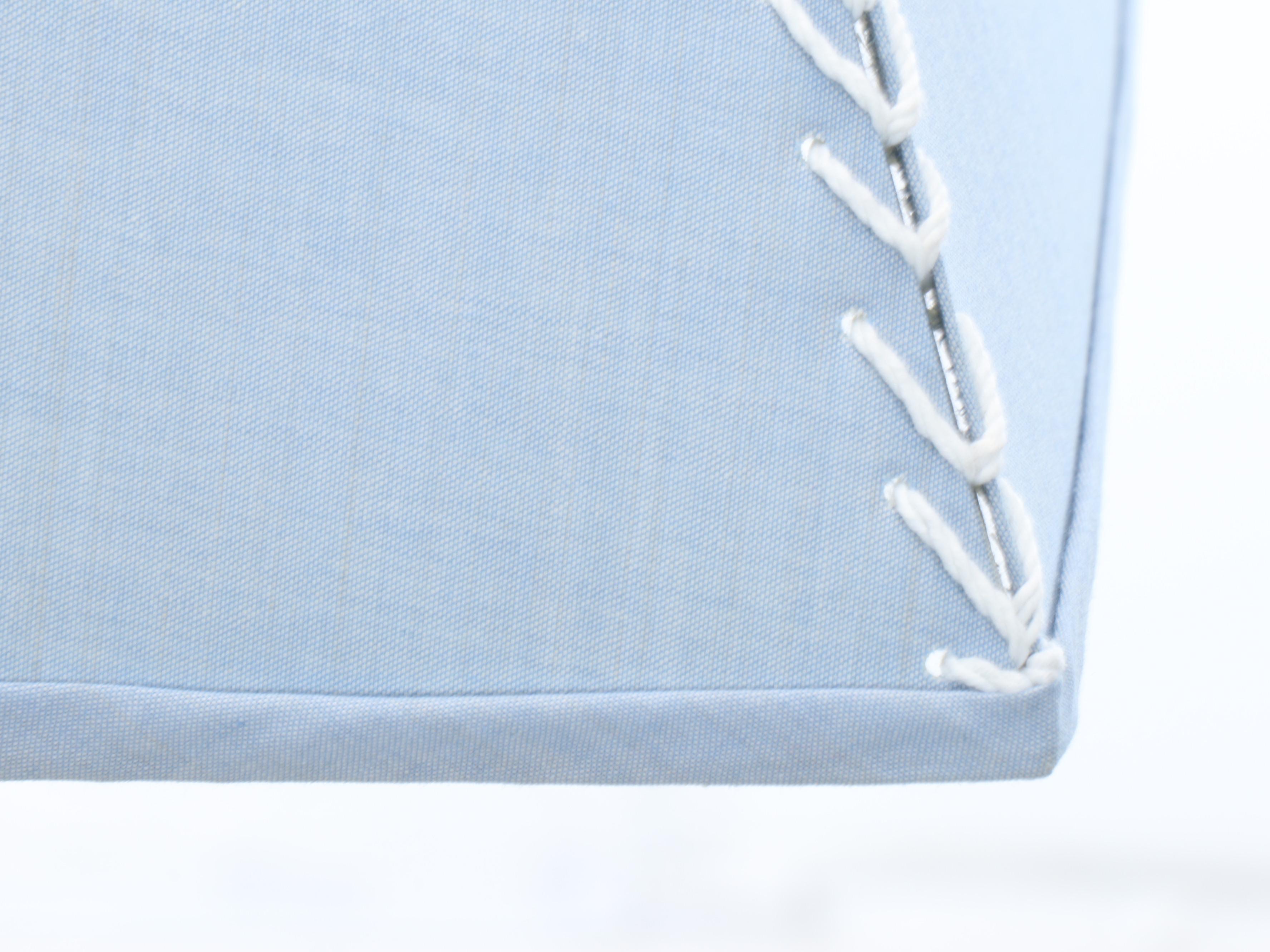 Ivory Painted Wood Floor Lamp with Pale Blue Silk Shade