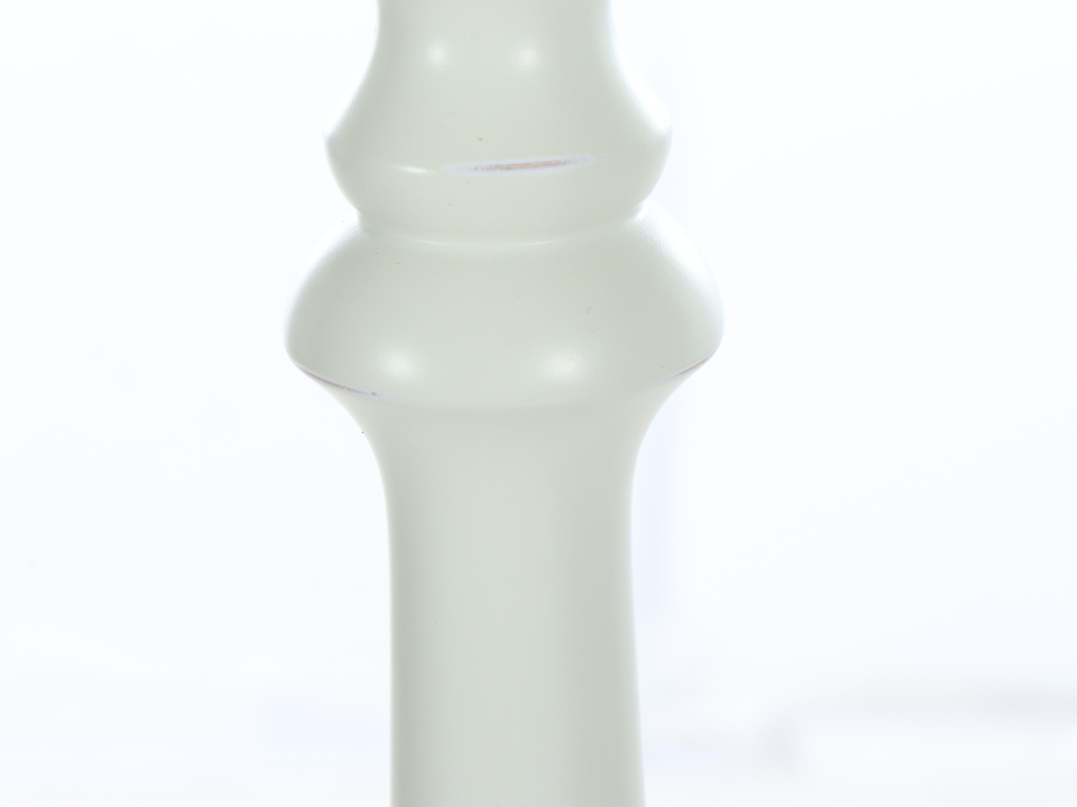 Ivory Painted Wood Floor Lamp with Pale Blue Silk Shade