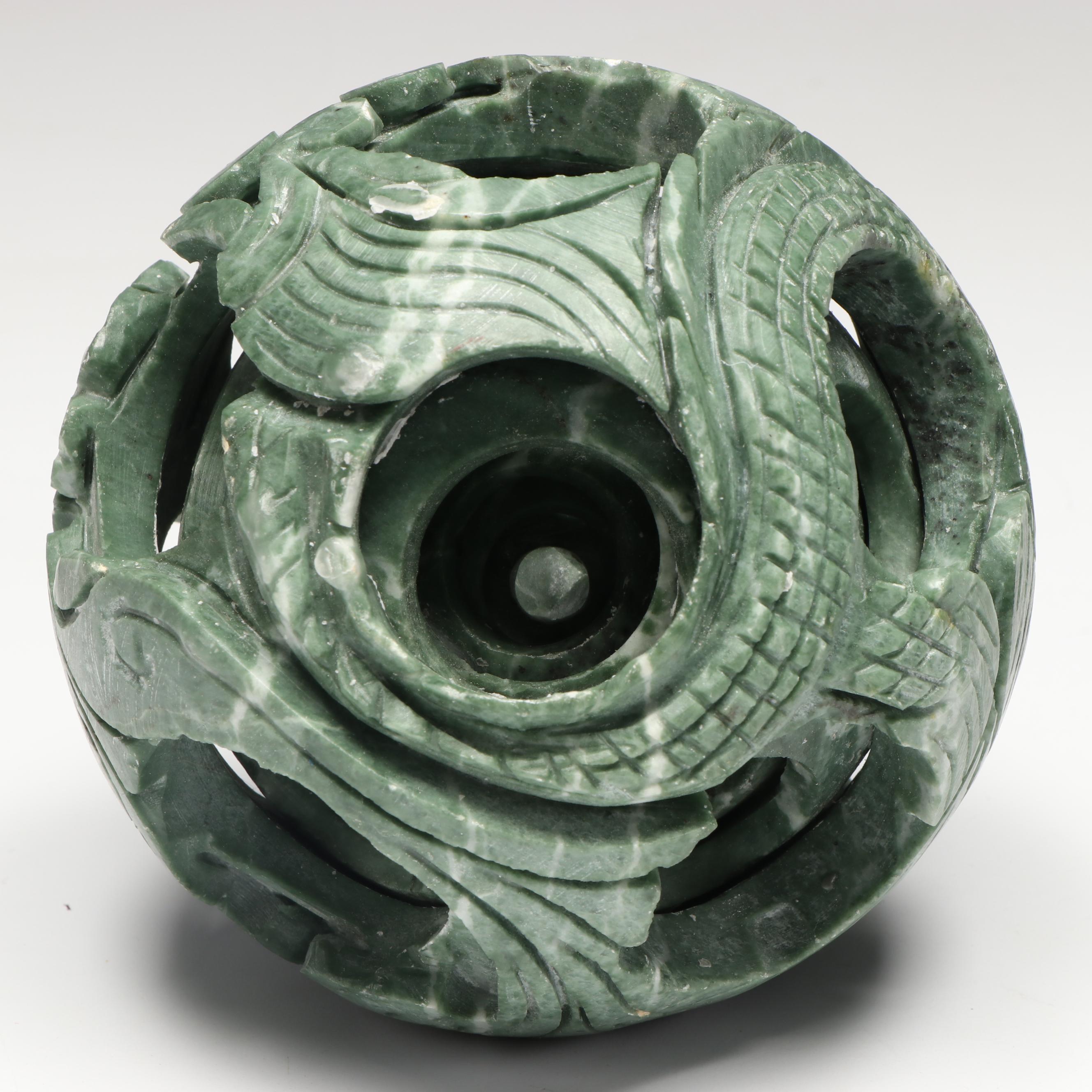 East Asian Carved Soapstone Lidded Jars with Other Soapstone and Ceramic Figures