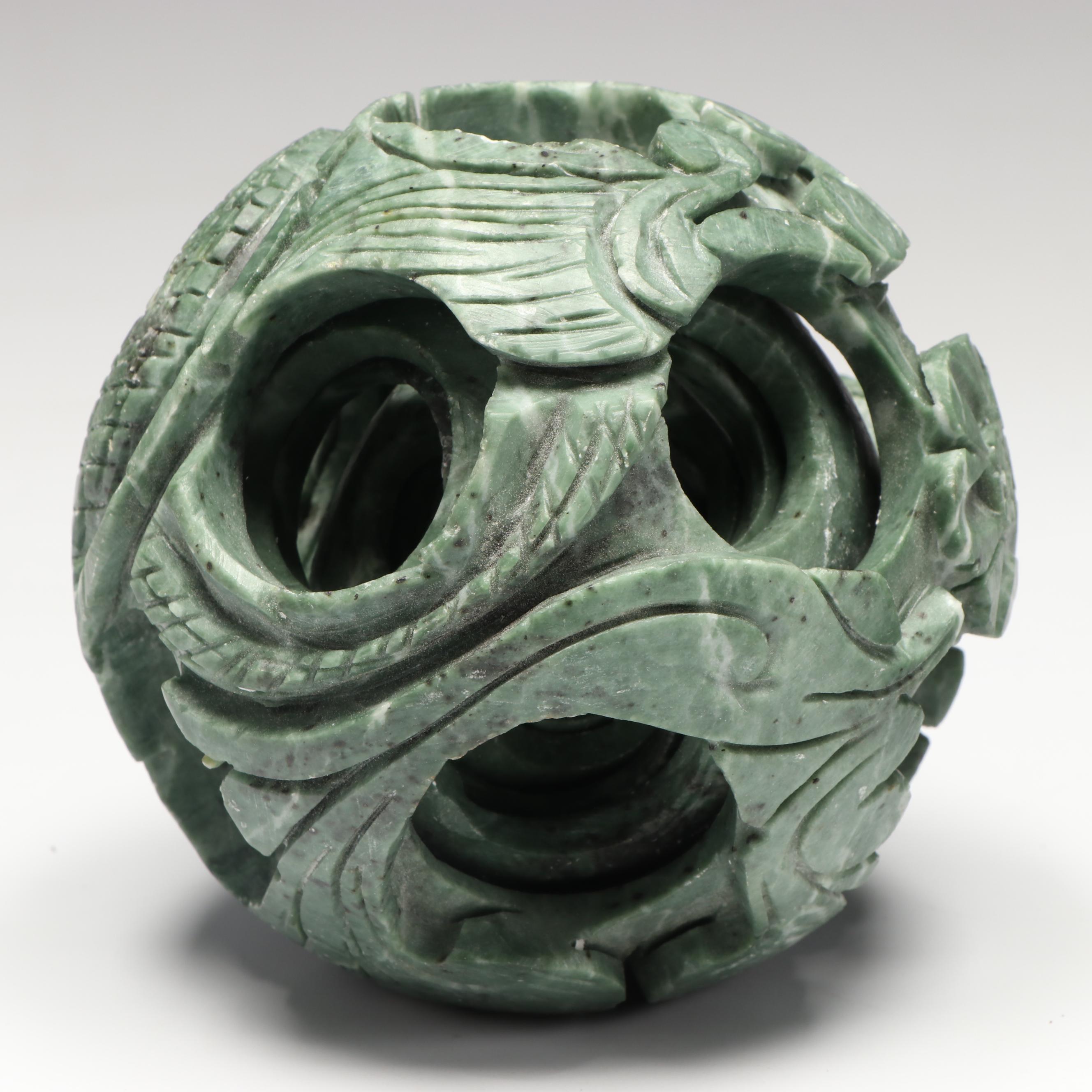 East Asian Carved Soapstone Lidded Jars with Other Soapstone and Ceramic Figures