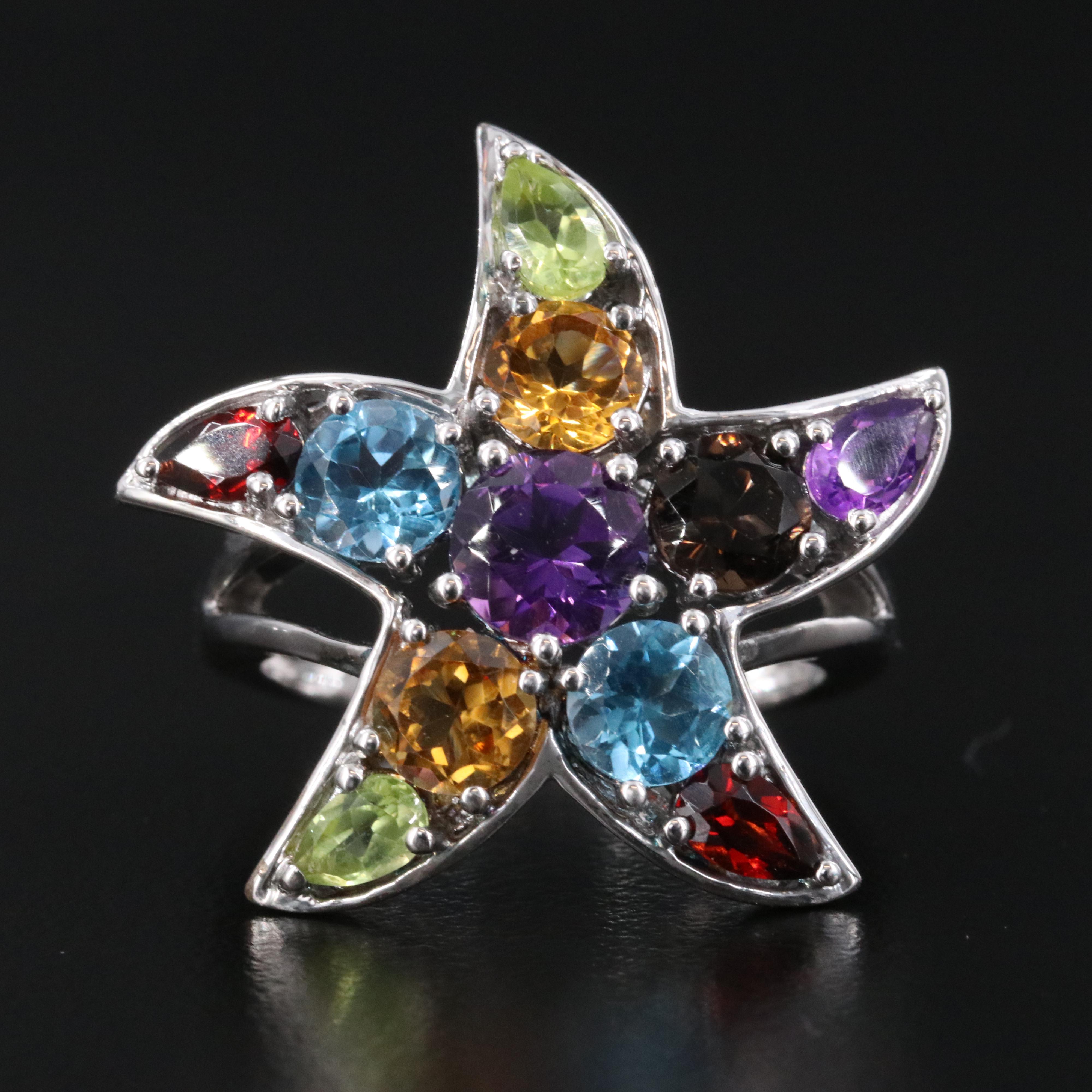 Sterling Gemstone Star Ring