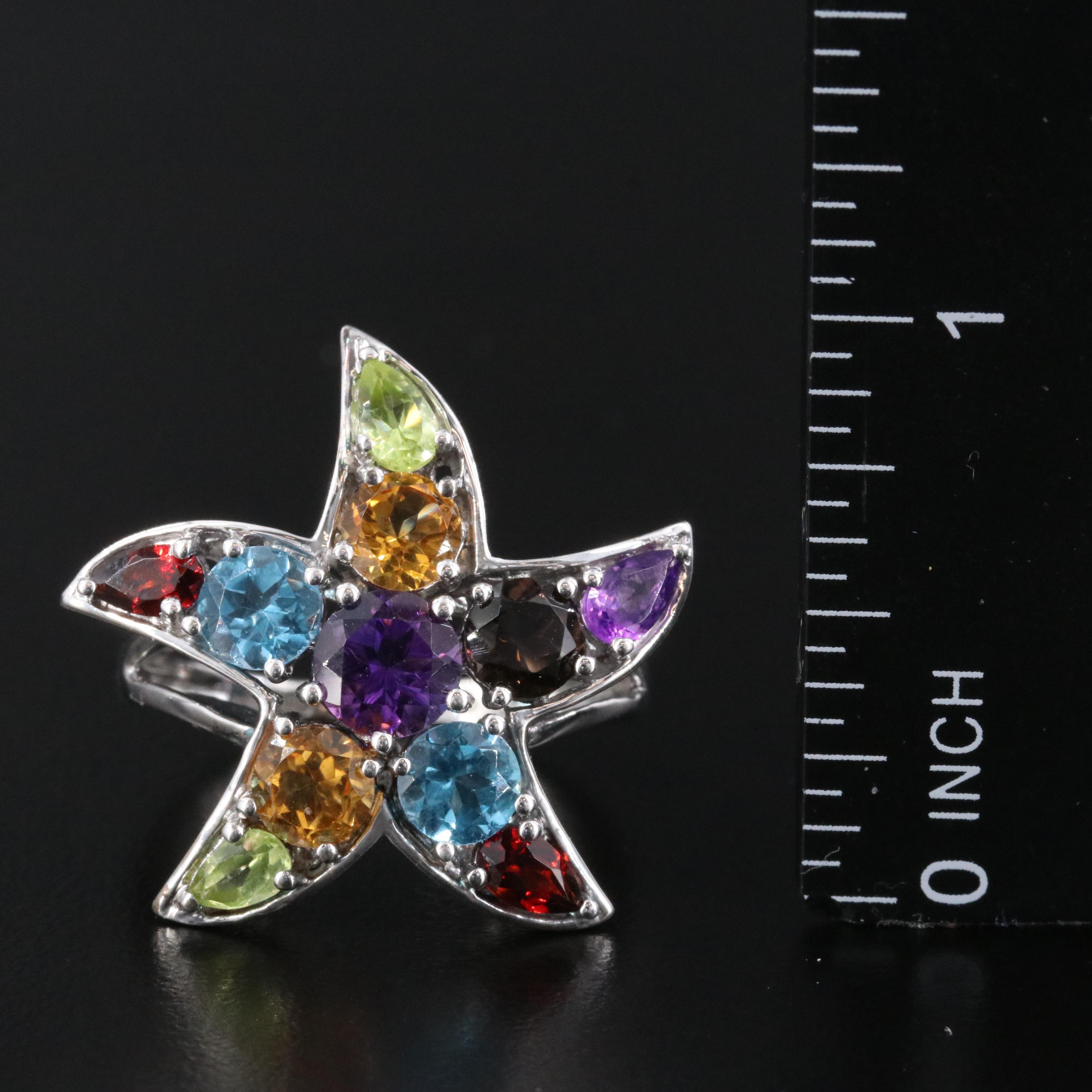 Sterling Gemstone Star Ring