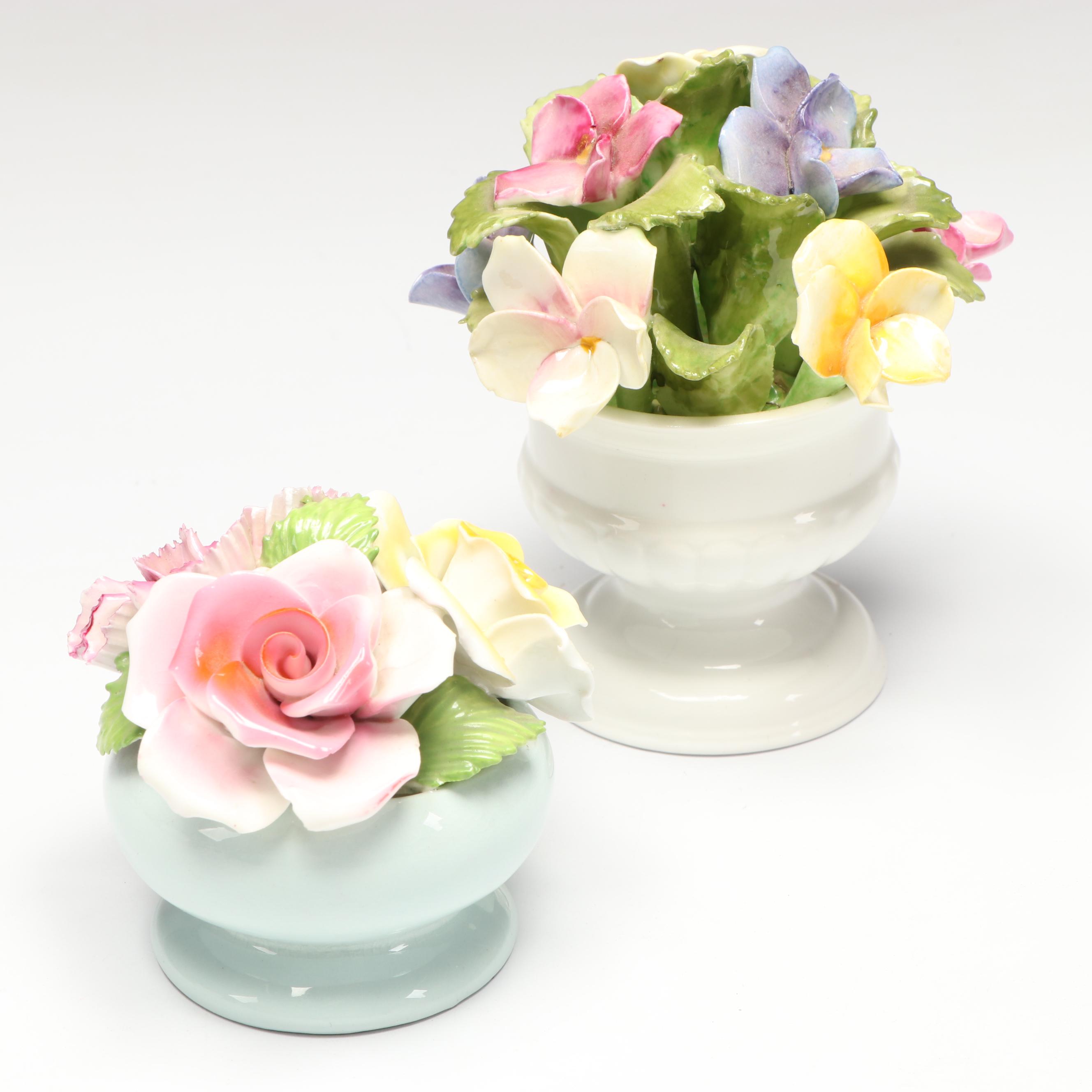 Aynsley "Urn with Assorted Flowers" and Thorley Bone China Floral Figures