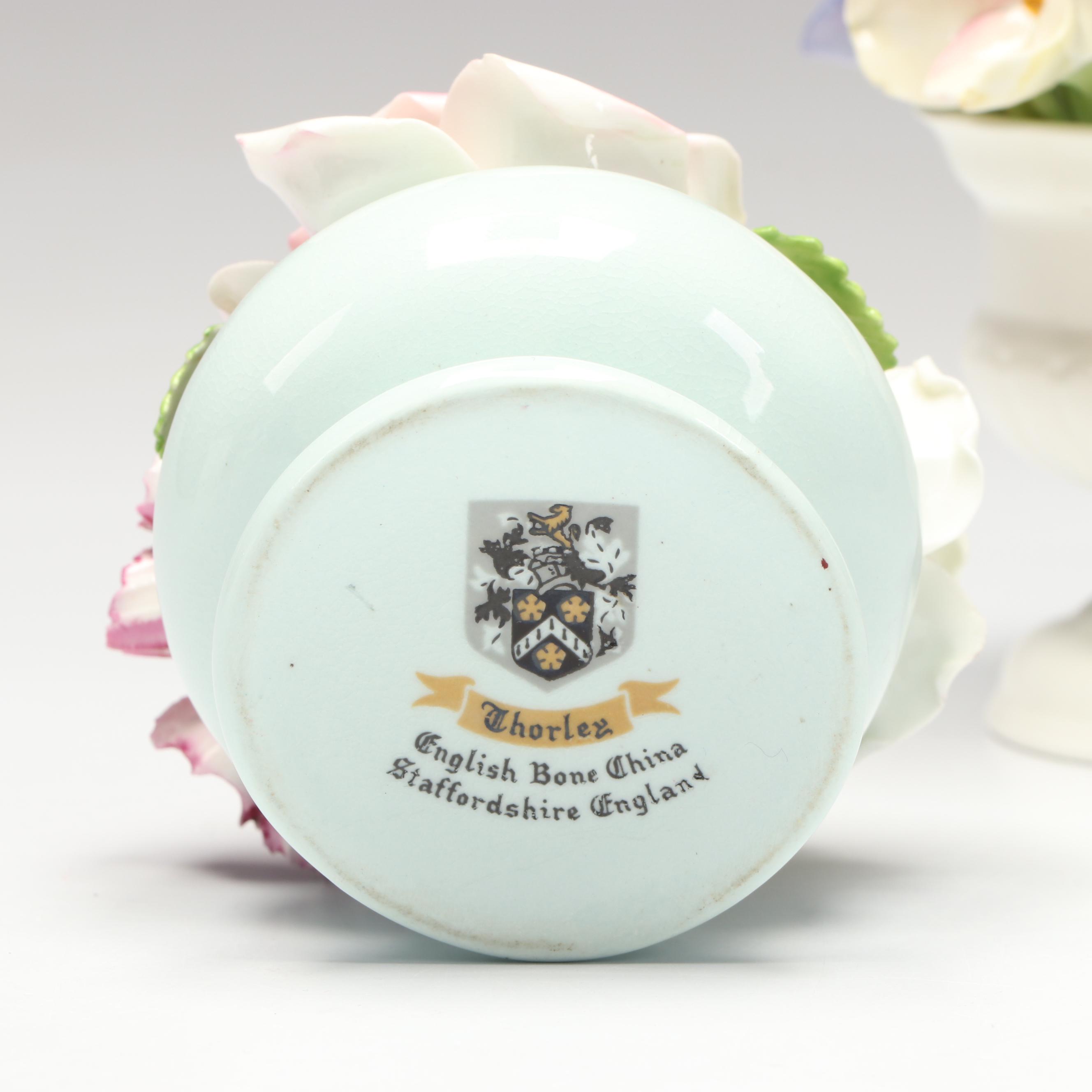 Aynsley "Urn with Assorted Flowers" and Thorley Bone China Floral Figures