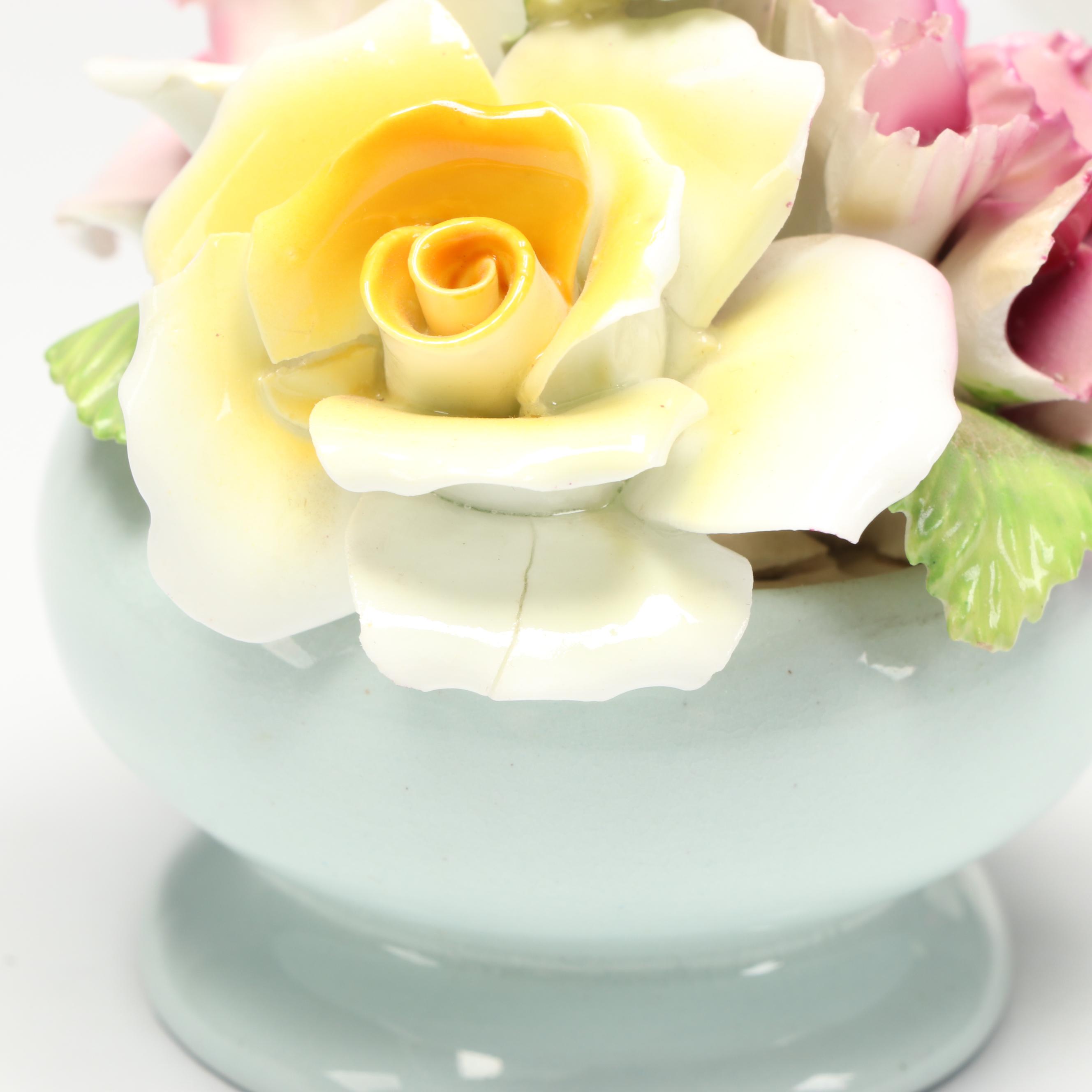 Aynsley "Urn with Assorted Flowers" and Thorley Bone China Floral Figures