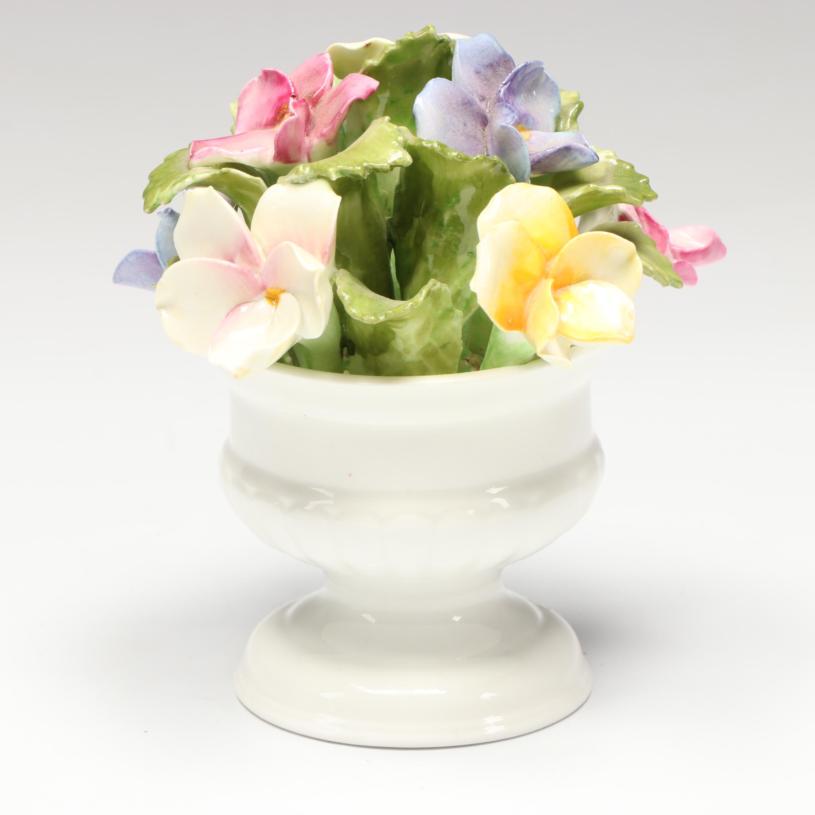 Aynsley "Urn with Assorted Flowers" and Thorley Bone China Floral Figures