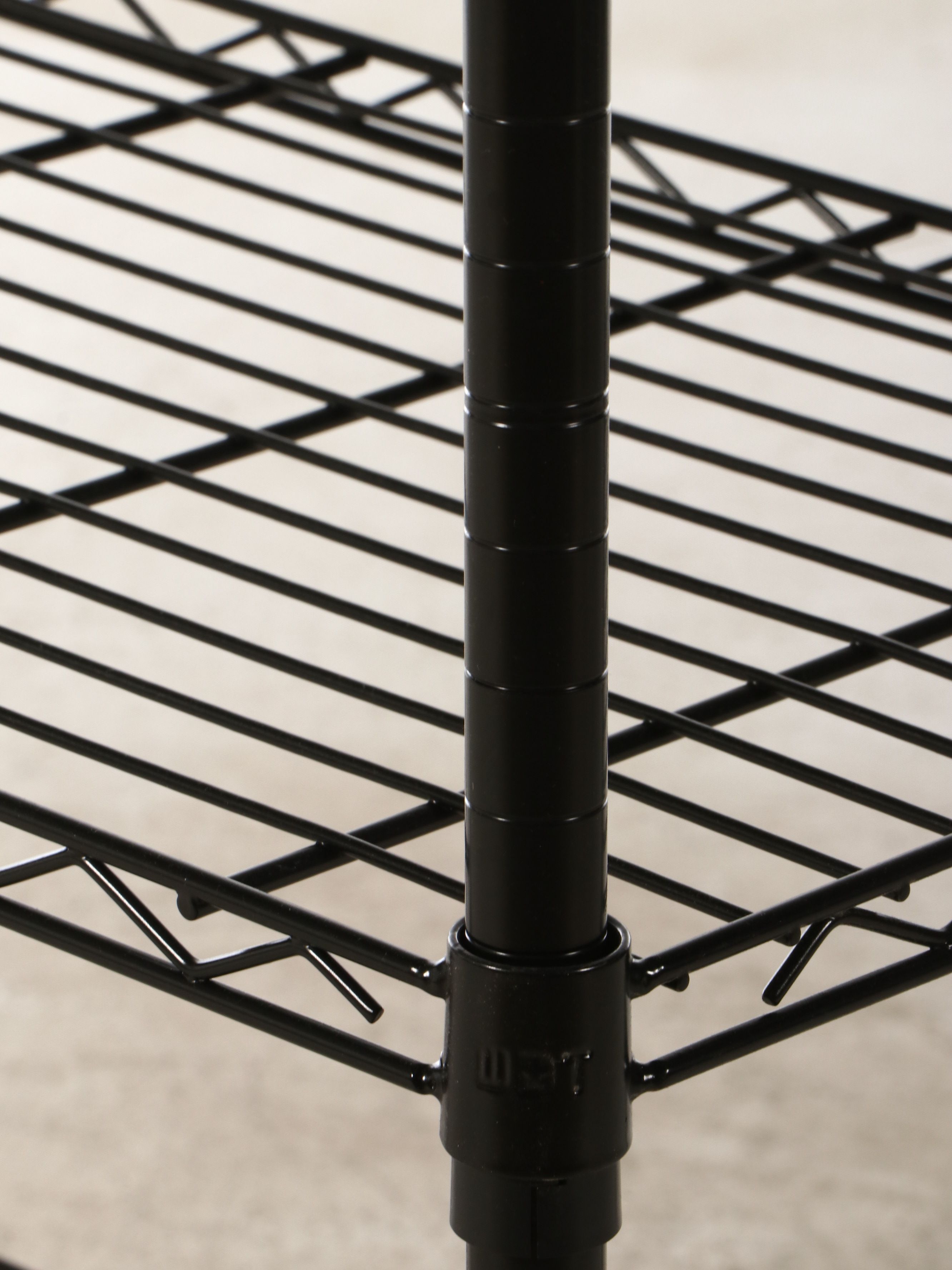 Pair of Black Commercial Wire Shelving Units with Casters