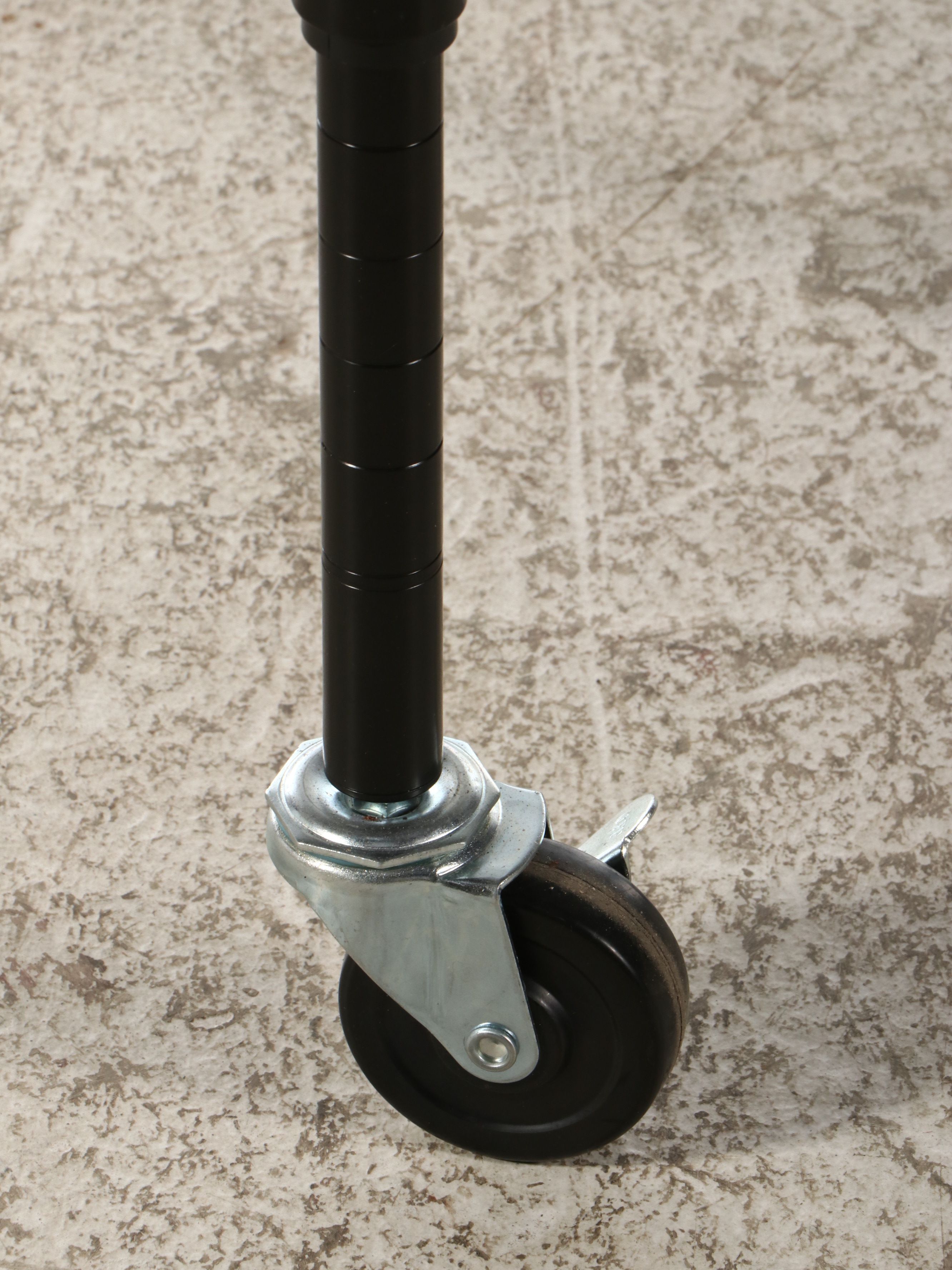 Pair of Black Commercial Wire Shelving Units with Casters