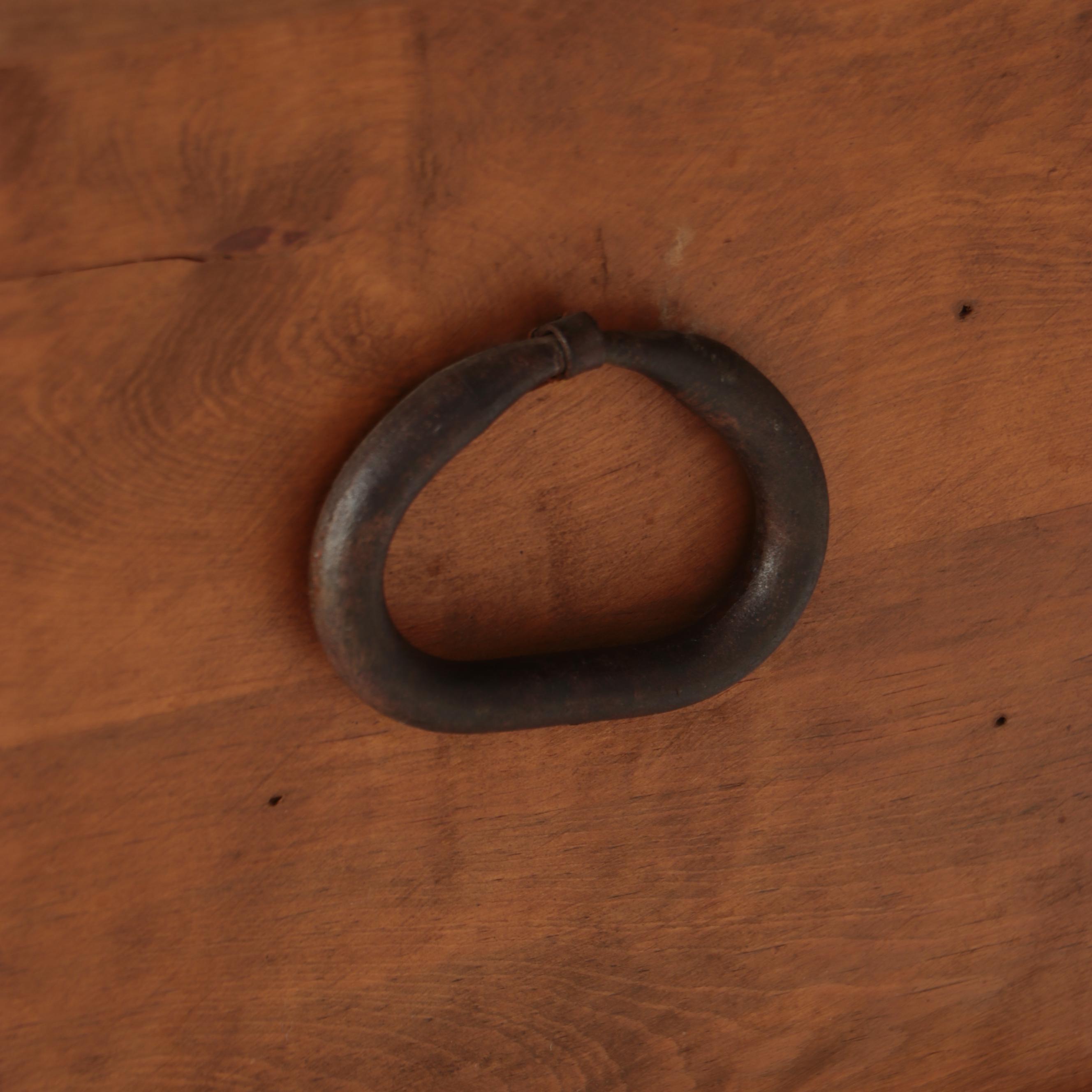 Spanish Colonial Style Wooden Storage Trunk with Hand-Forged Iron Hardware