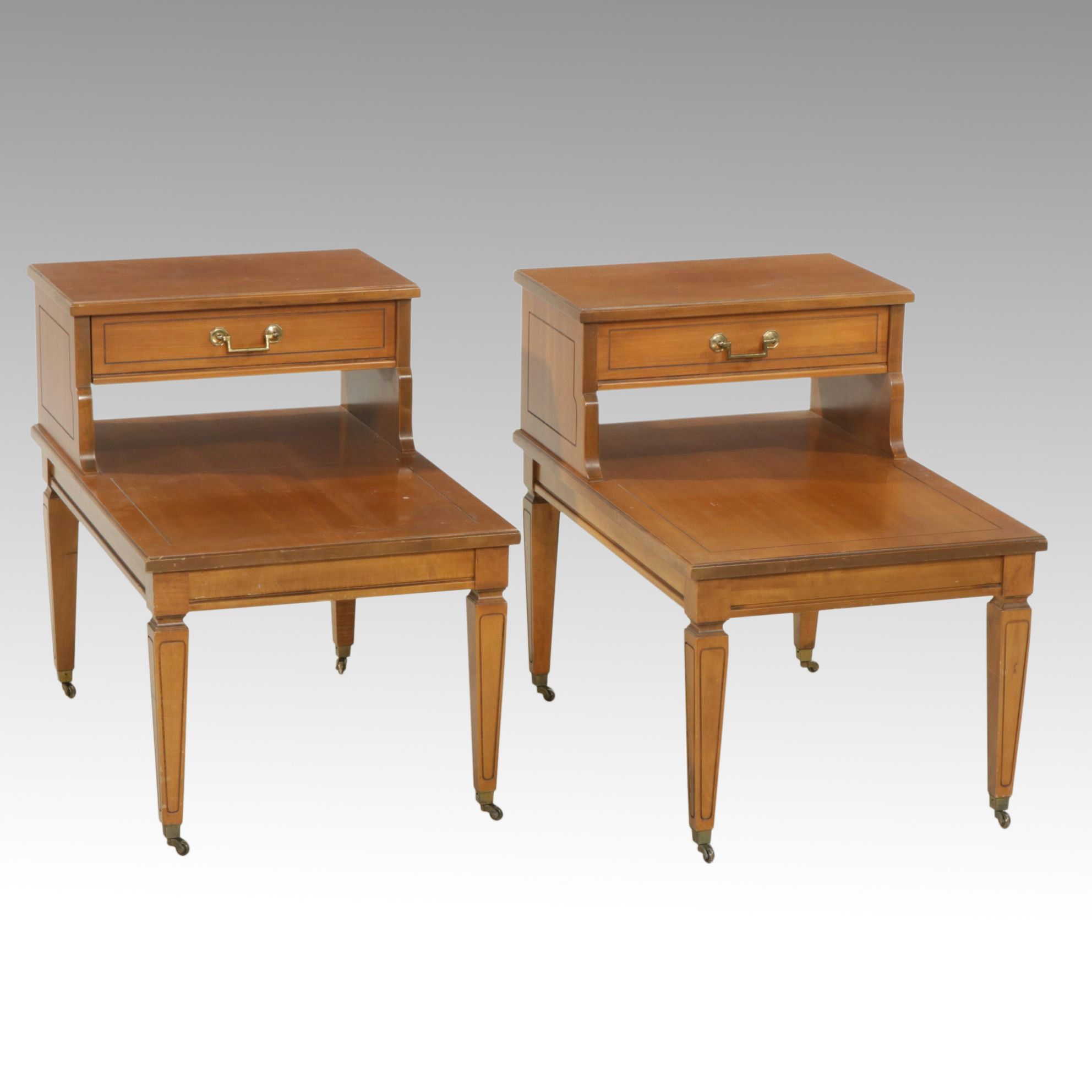 Pair of Mersman Cherry Step-Up End Tables, Mid to Late 20th Century