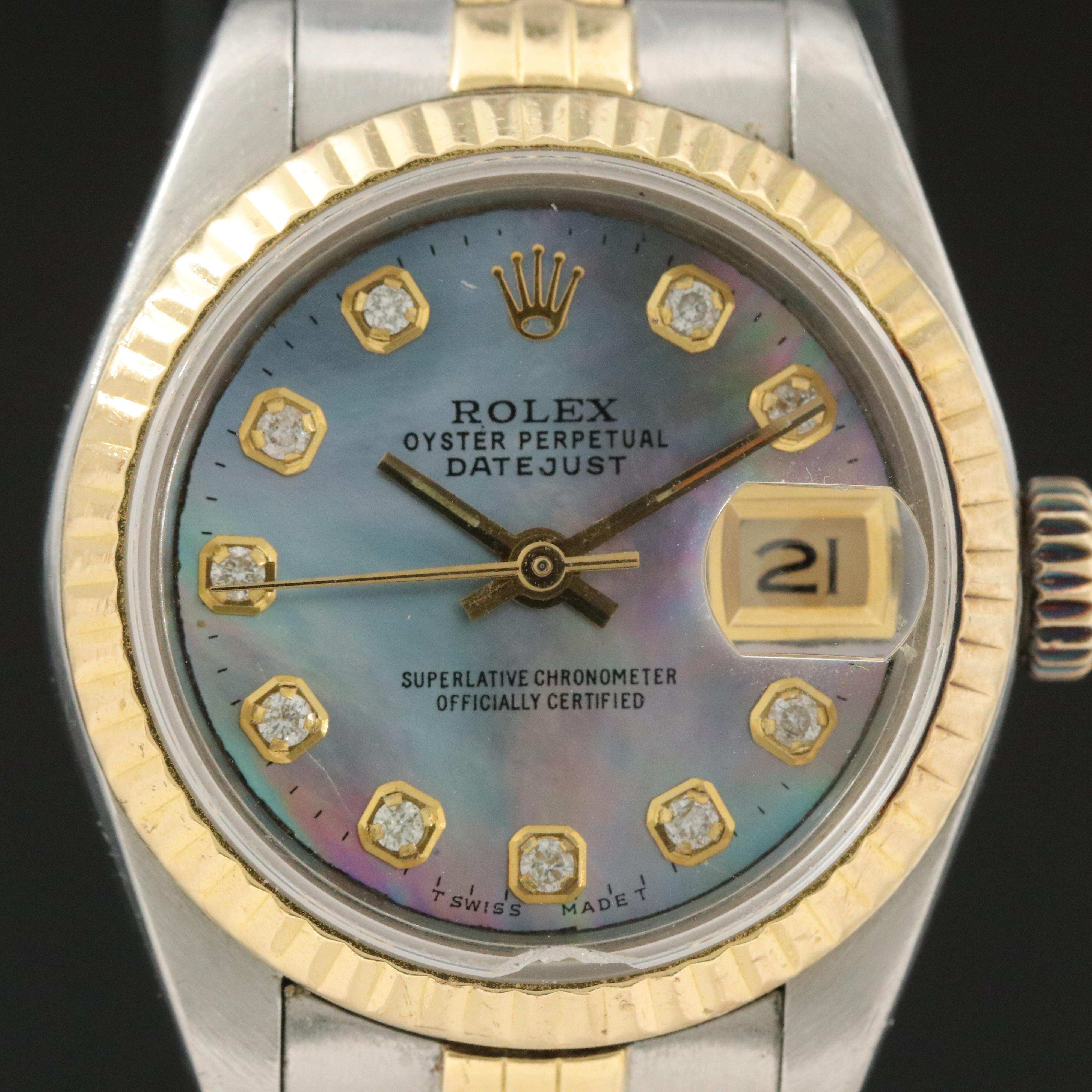1983 Rolex Custom Diamond Mother-of-Pearl Dial Datejust Watch